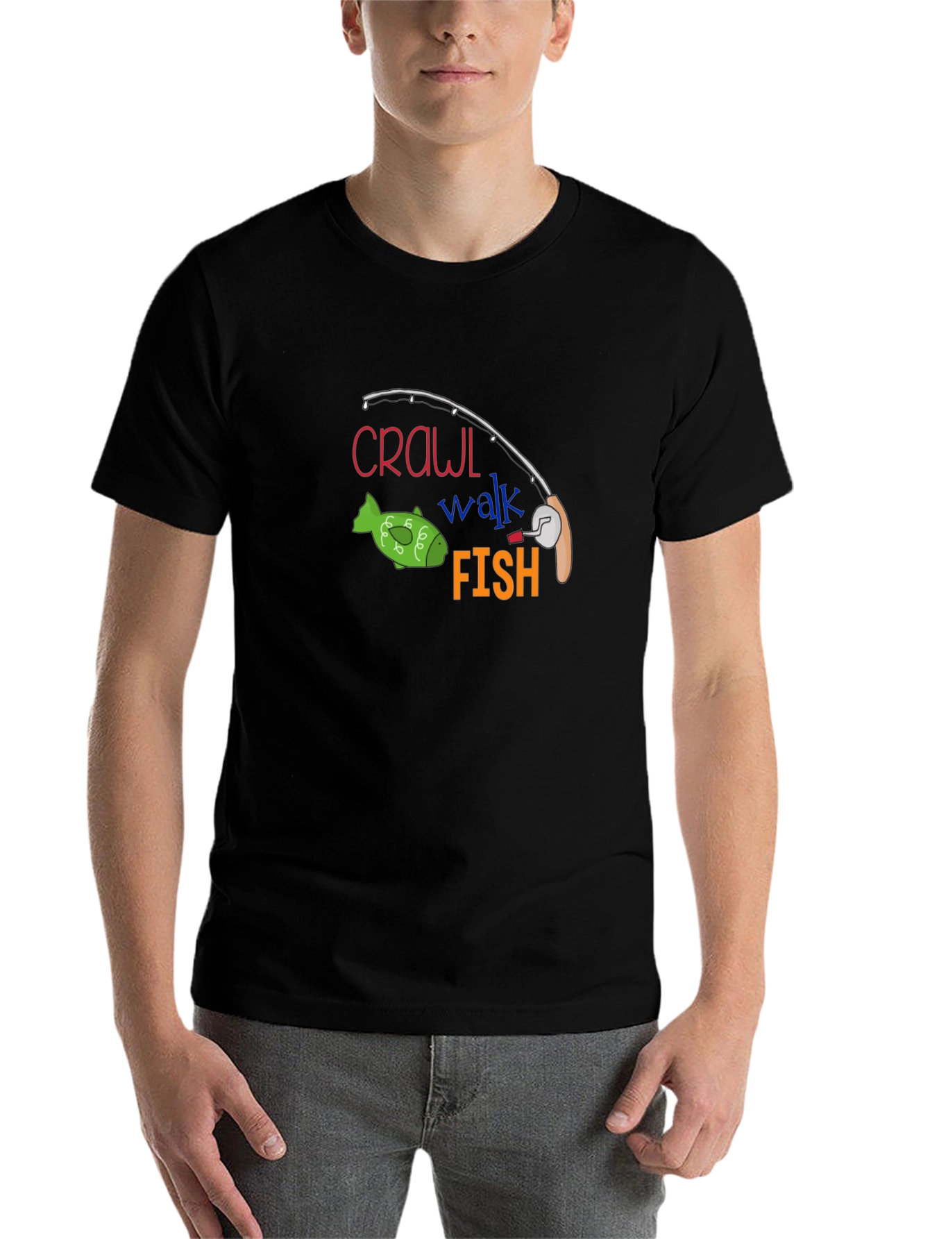 Black Crawl Walk Fish T-Shirt view 7