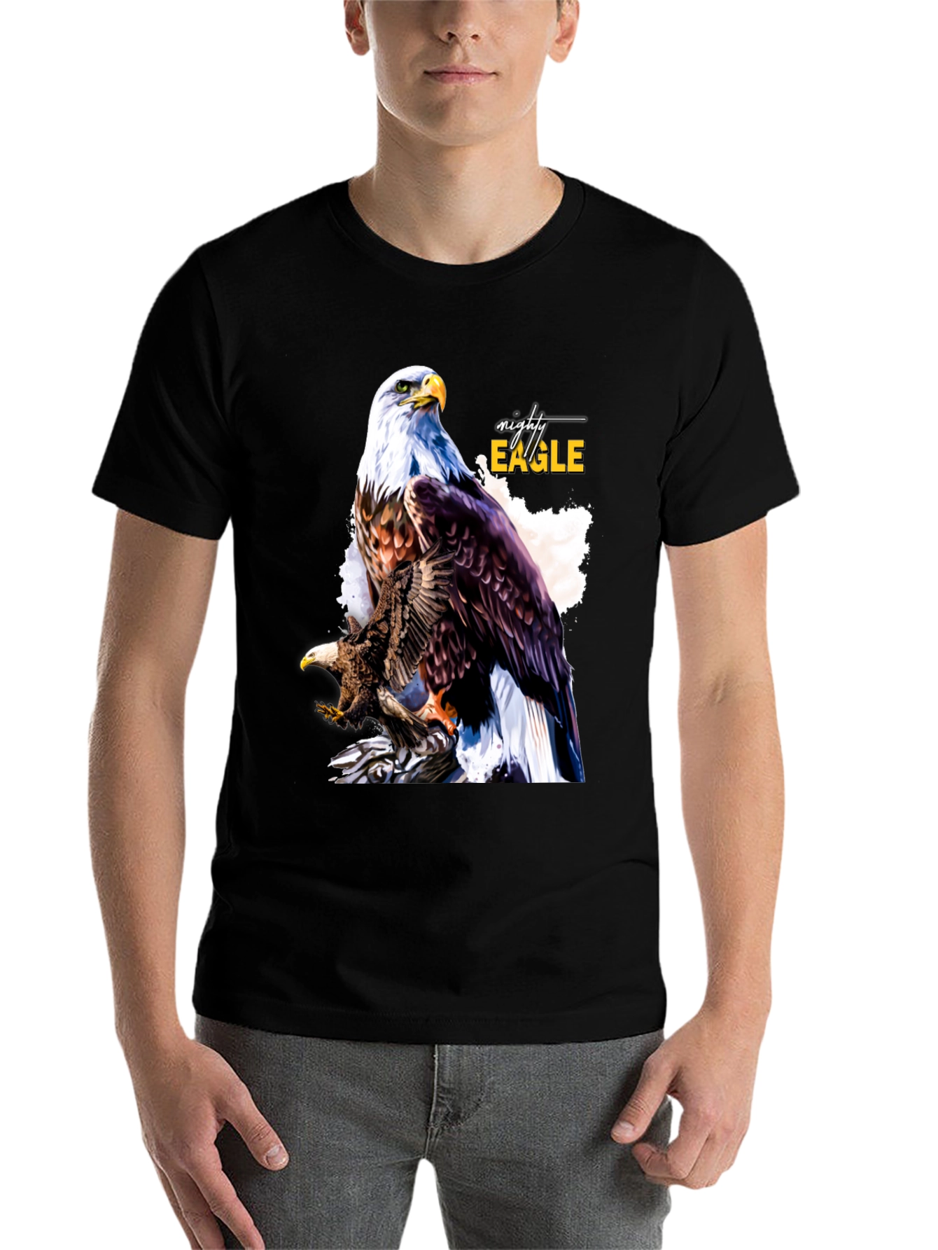 Black Mighty Eagle Graphic Tee - Men's Black T-Shirt view 7