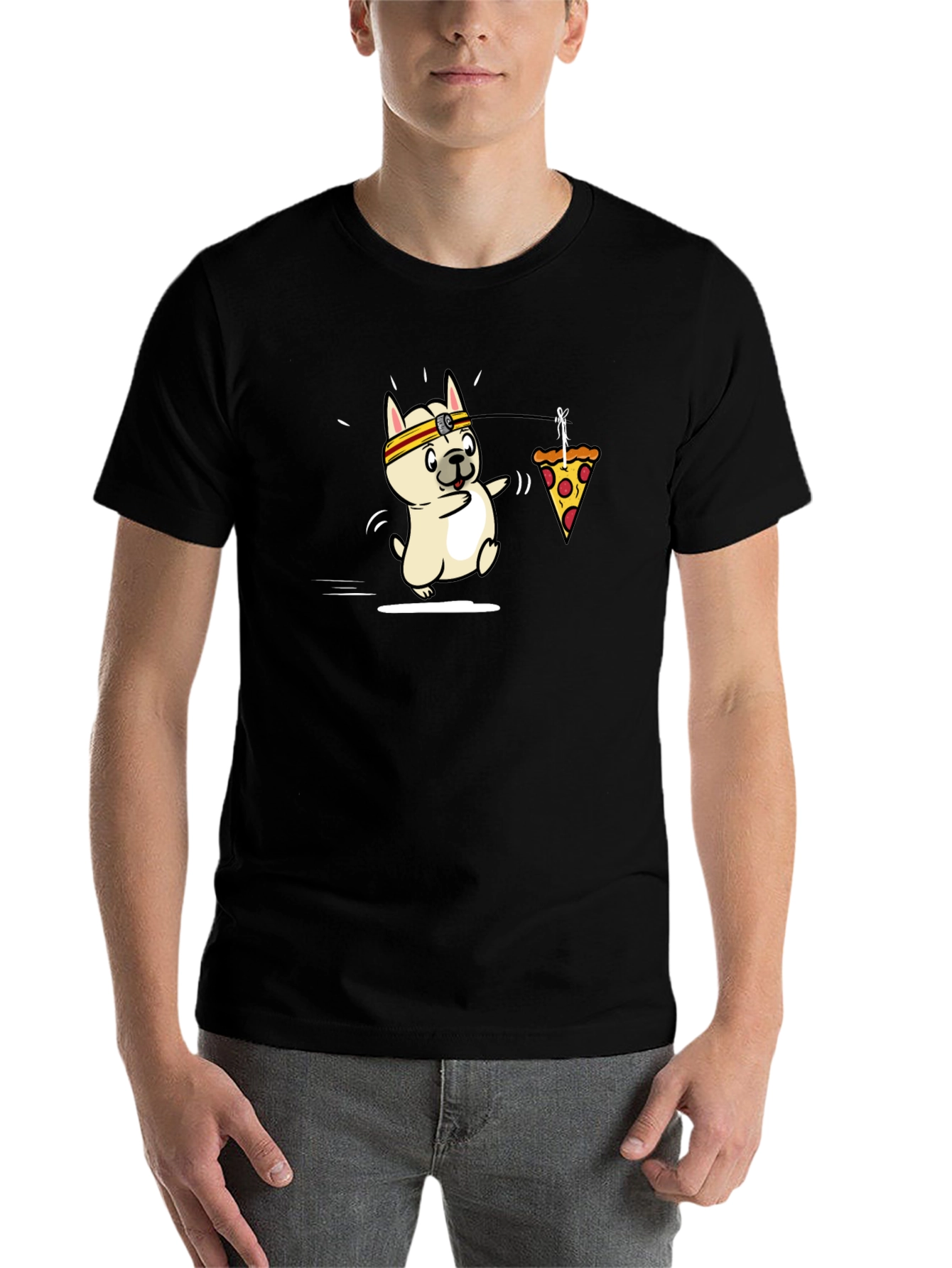Black Dog Pizza Funny Graphic T-Shirt view 7