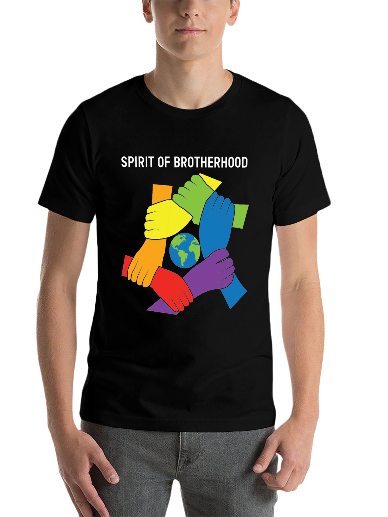Black Spirit of Brotherhood Graphic T-Shirt view 7