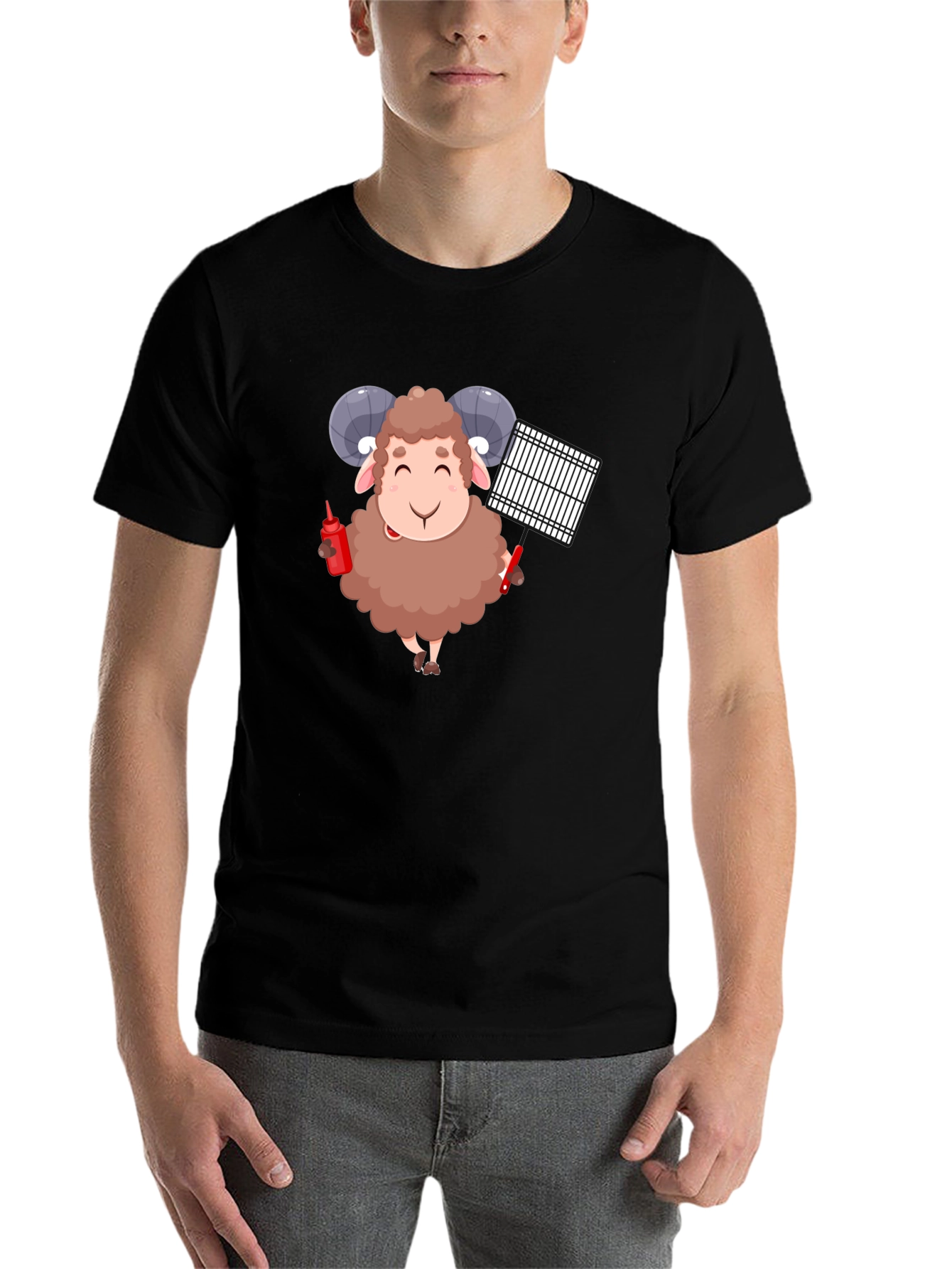 Black Grilling Ram Graphic Tee - Black T-Shirt view 7