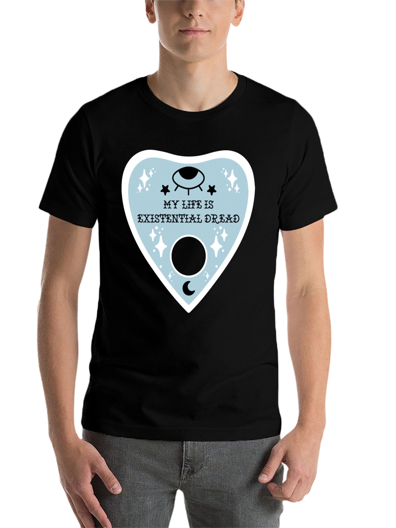 Black Existential Dread Graphic Tee - Unisex Black T-Shirt view 7