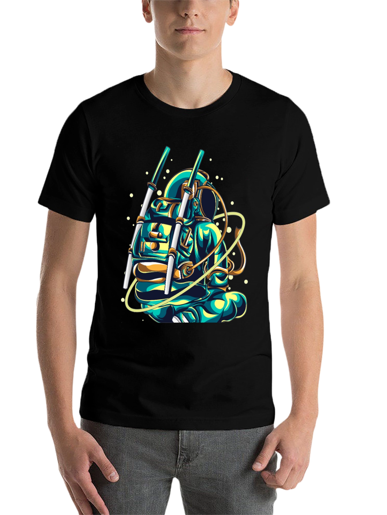Black Astronaut Graphic T-Shirt - Cool Space Design view 7