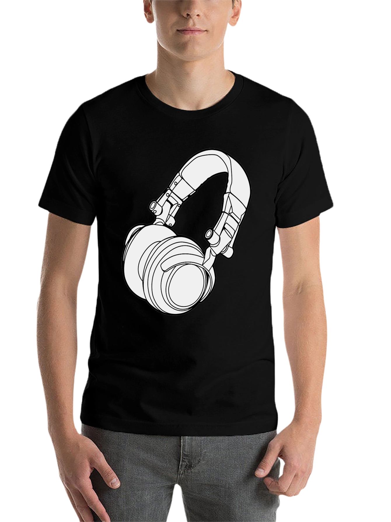 Black Headphone Graphic T-Shirt - Stylish Music Lover Tee view 7