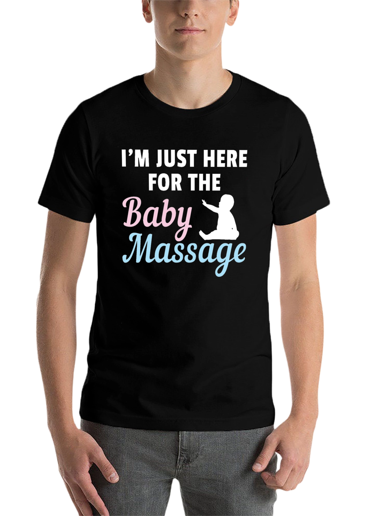 Black Baby Massage T-Shirt - Humorous Parent Tee view 7