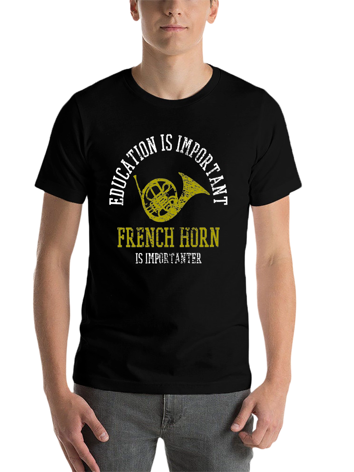Black French Horn is Importanter Graphic T-Shirt view 7
