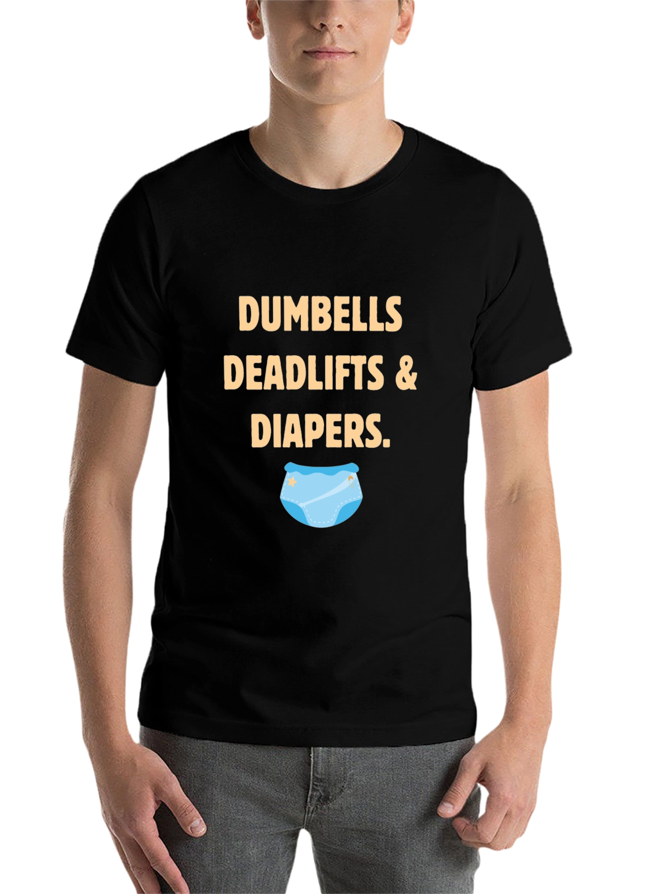 Black Dumbbells, Deadlifts & Diapers Graphic Tee view 7