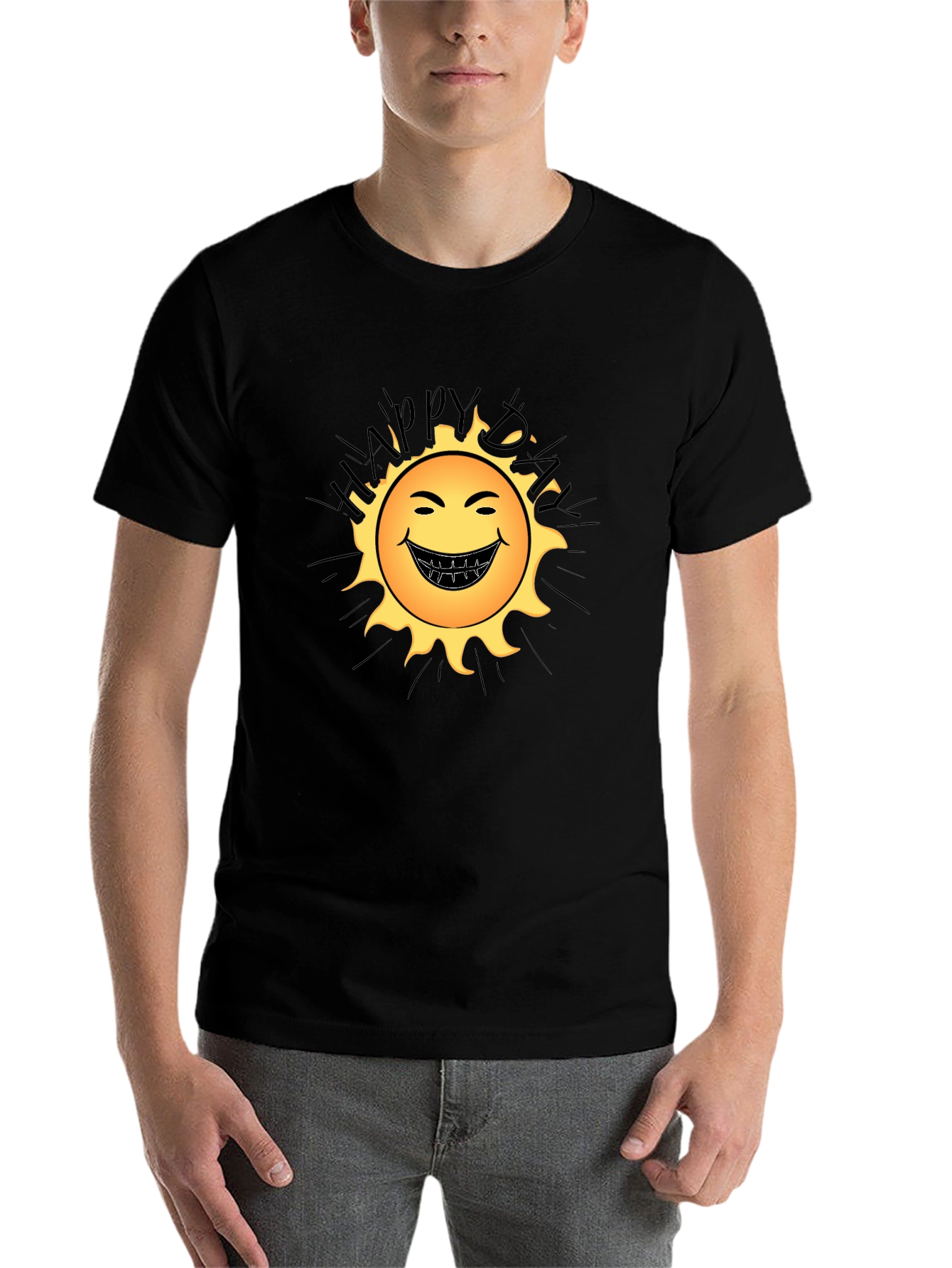 Black Happy Day Sun Graphic Black T-Shirt view 7