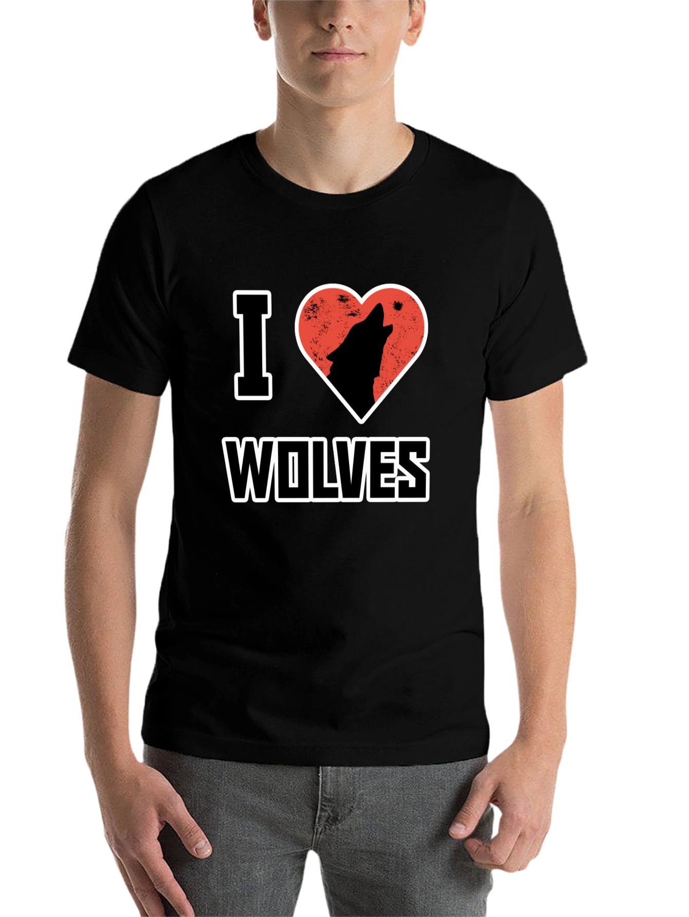 Black I Heart Wolves T-Shirt view 7