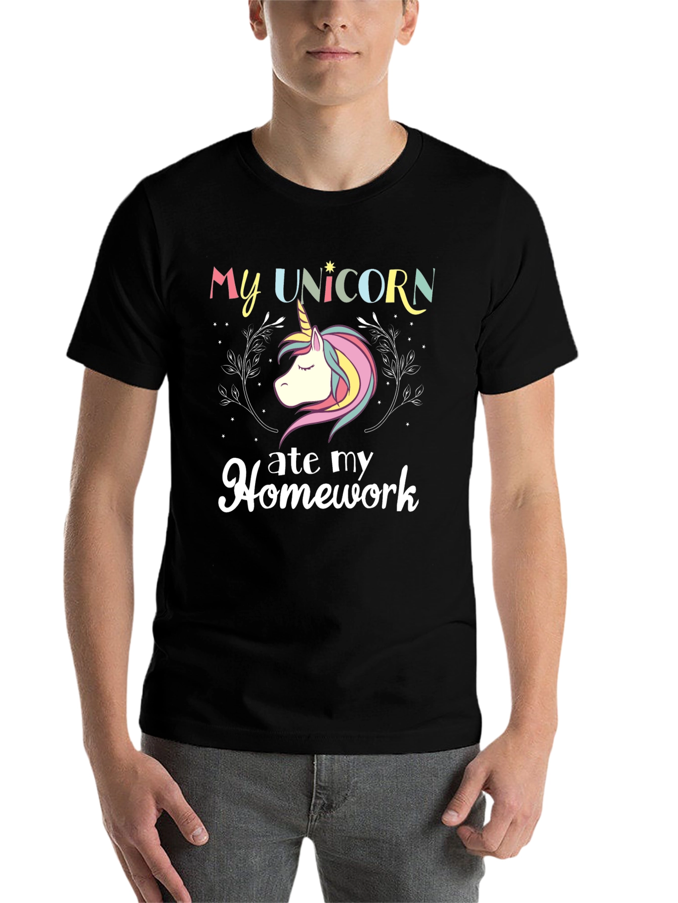 Black My Unicorn Ate My Homework T-Shirt view 7