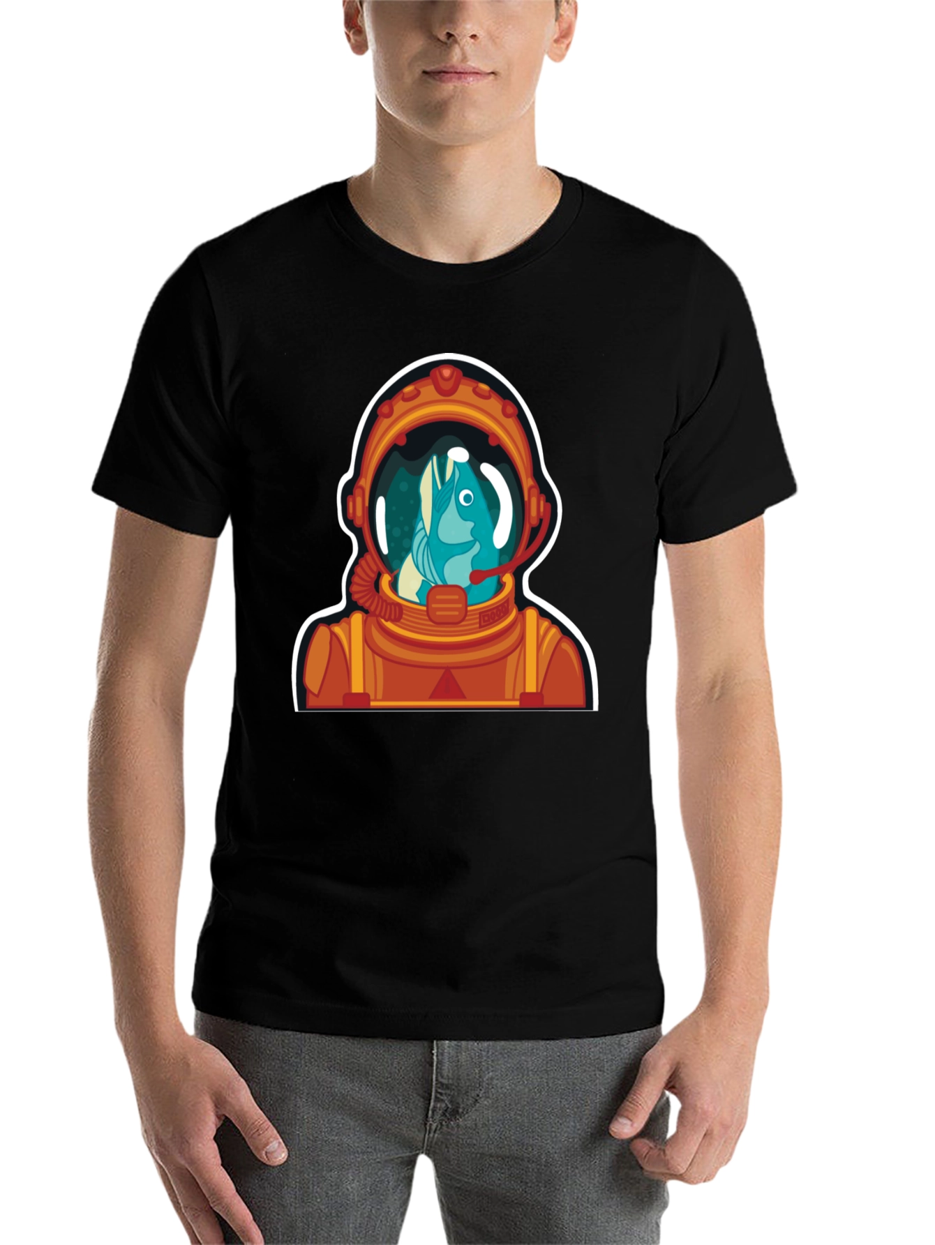 Black Astronaut Fish Graphic Tee - Space Humor view 7