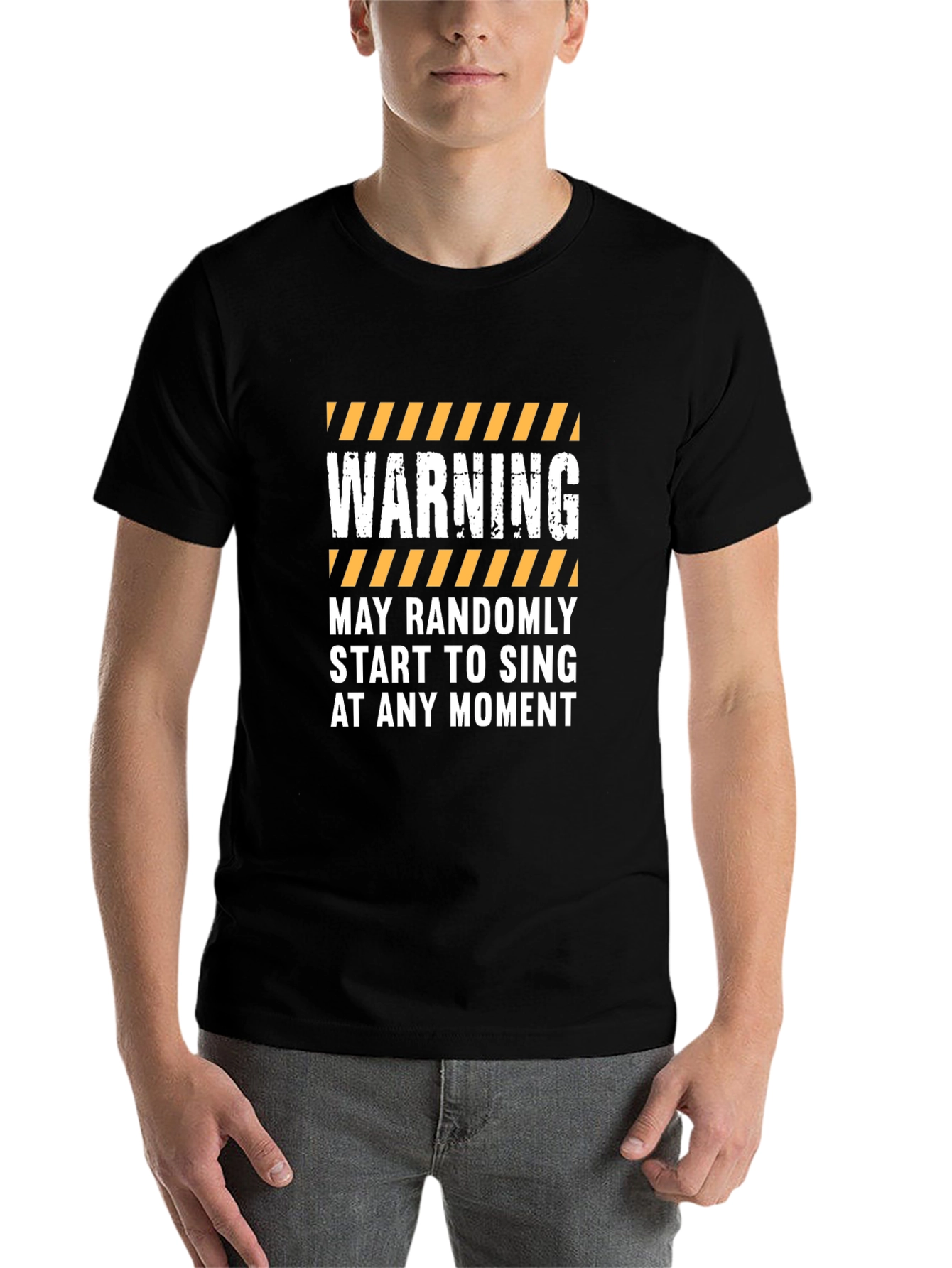 Black Warning May Randomly Start Singing T-Shirt view 7