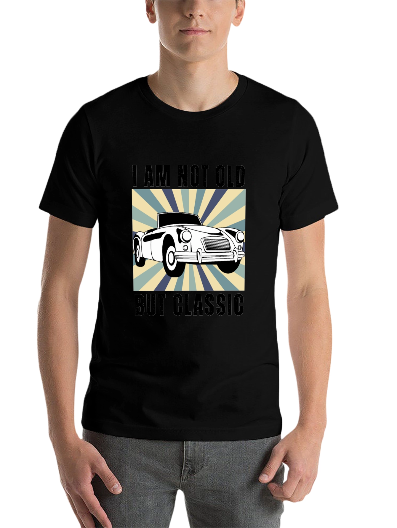Black Classic Car T-Shirt - I Am Not Old But Classic view 7