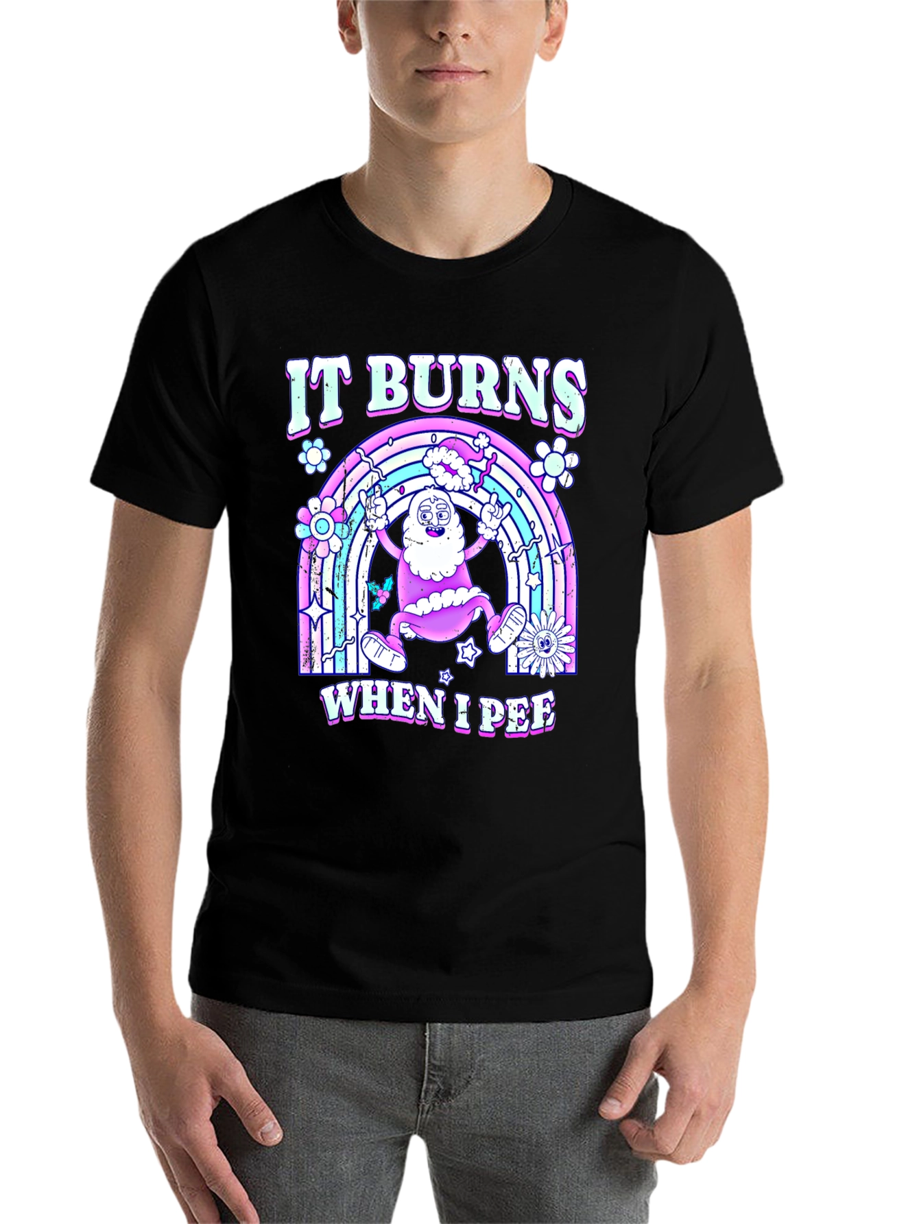 Black It Burns When I Pee T-Shirt view 7