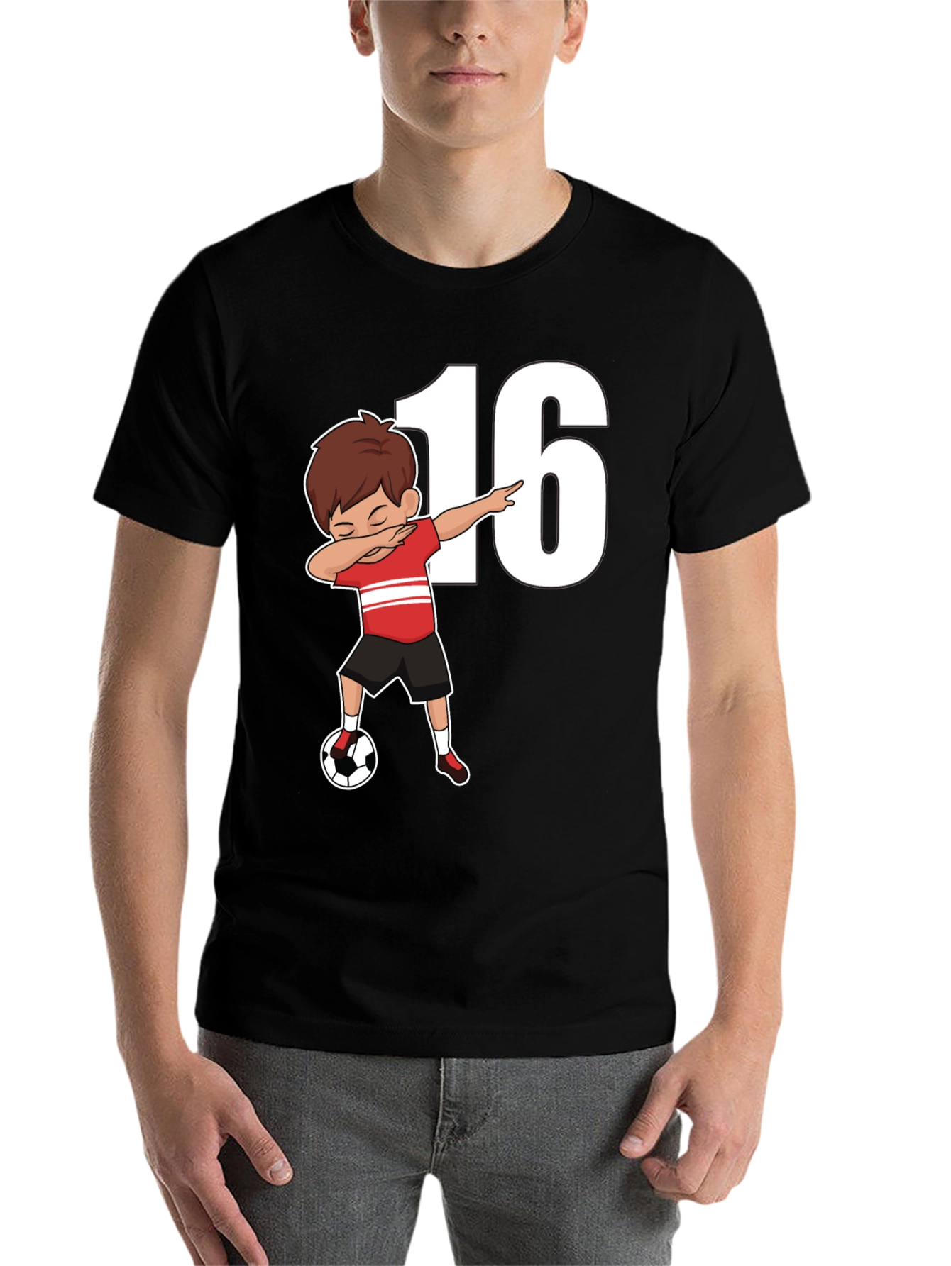 Black Soccer Boy 16th Birthday T-Shirt view 7