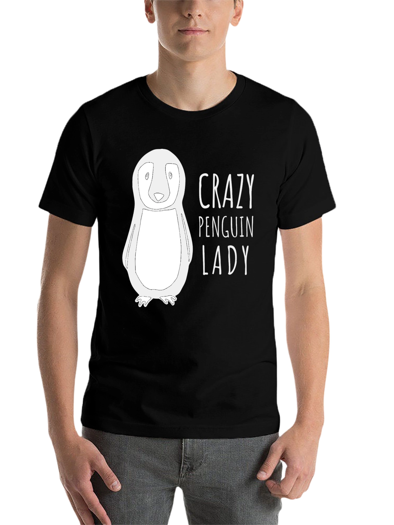Black Crazy Penguin Lady T-Shirt - Funny Animal Lover Tee view 7