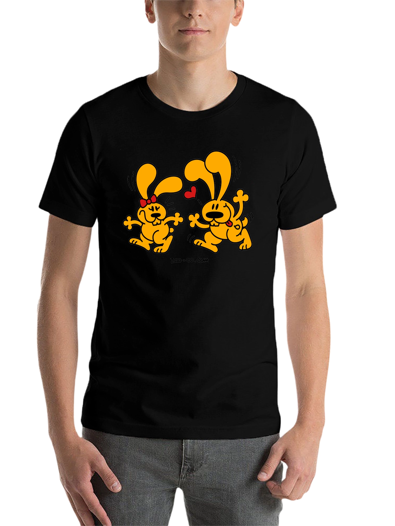 Black Cute Cartoon Couple T-Shirt view 7