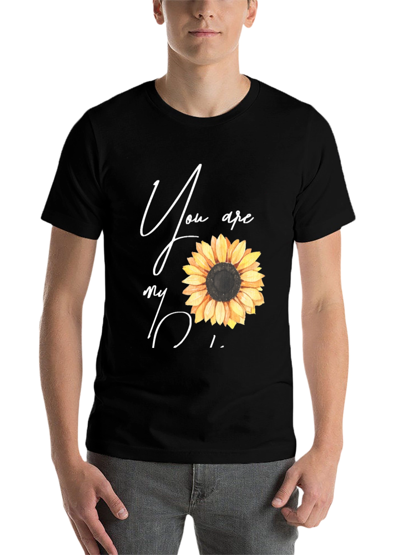 Black Sunflower Graphic Tee - You Are My Sunshine Black T-Shirt view 7