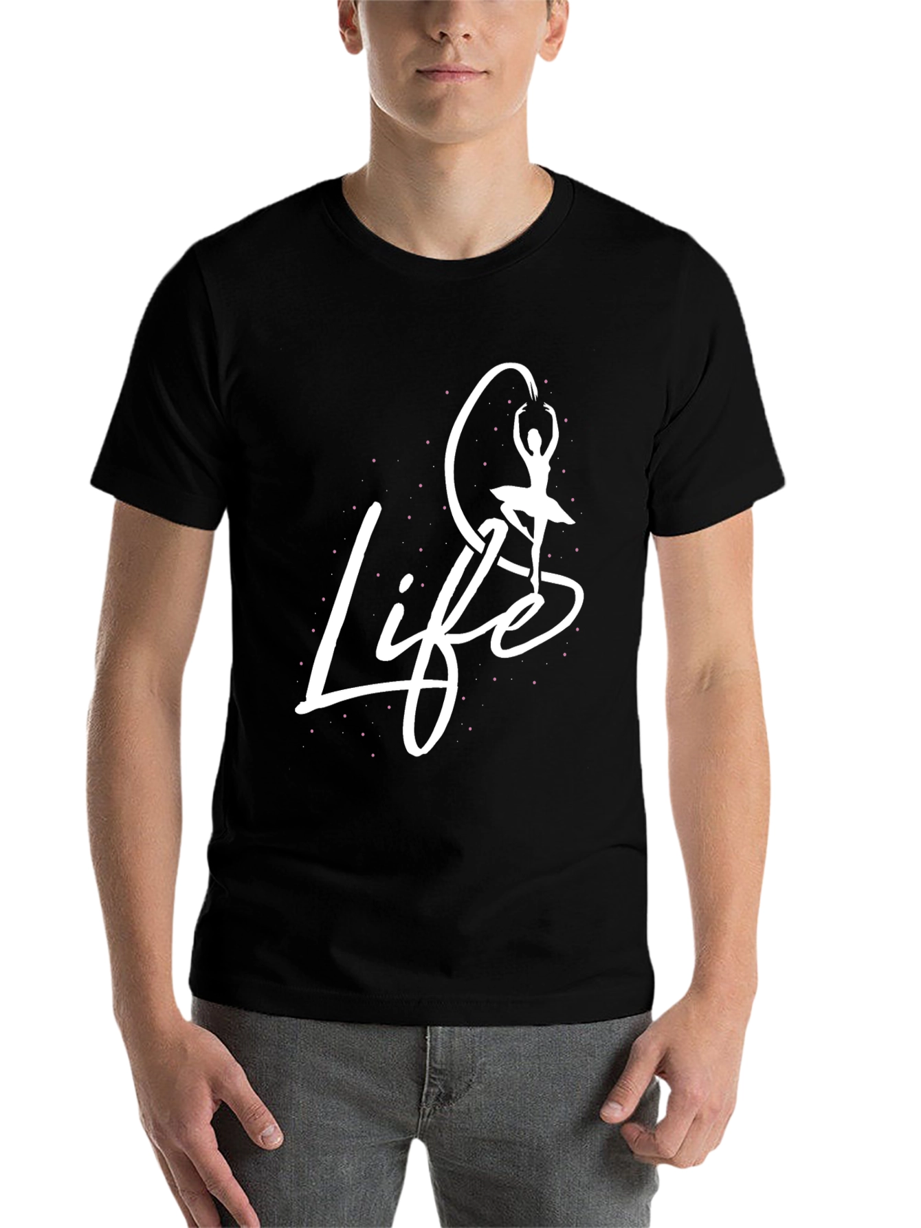 Life Dance T-Shirt Black Cotton Graphic Tee - 7