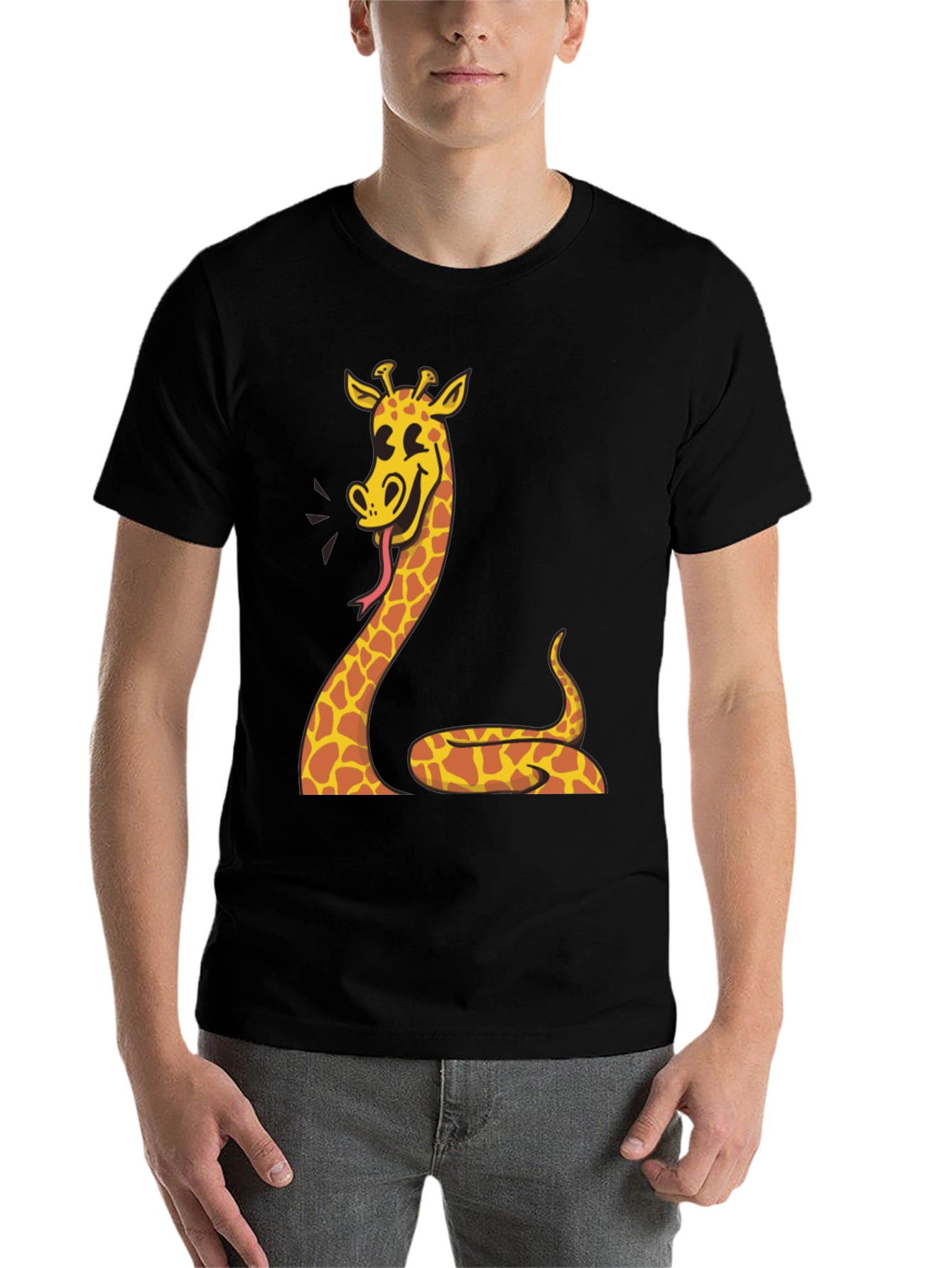 Black Giraffe Snake Funny Graphic Tee view 7