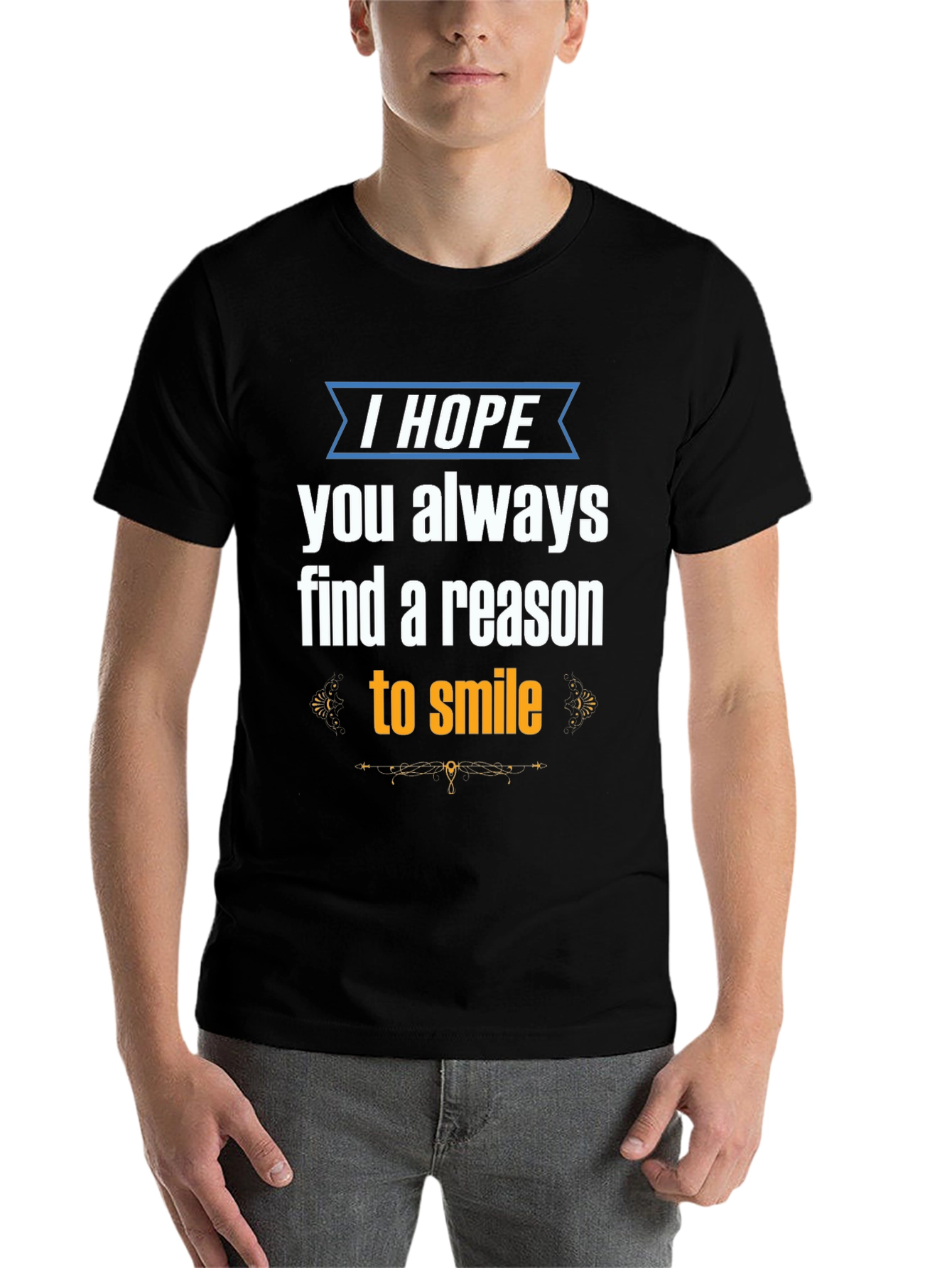 Black Inspirational Graphic Tee - "I Hope You Always Find a Reason to Smile" view 7