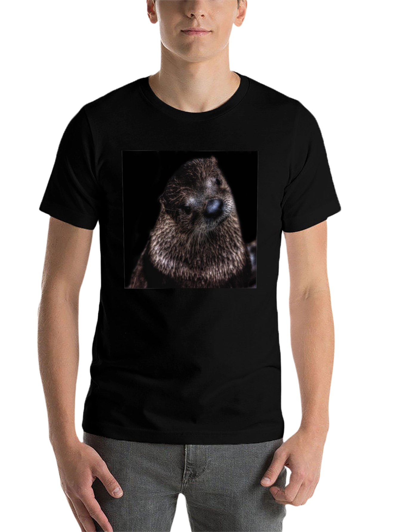 Black Otter Portrait Graphic T-Shirt view 7