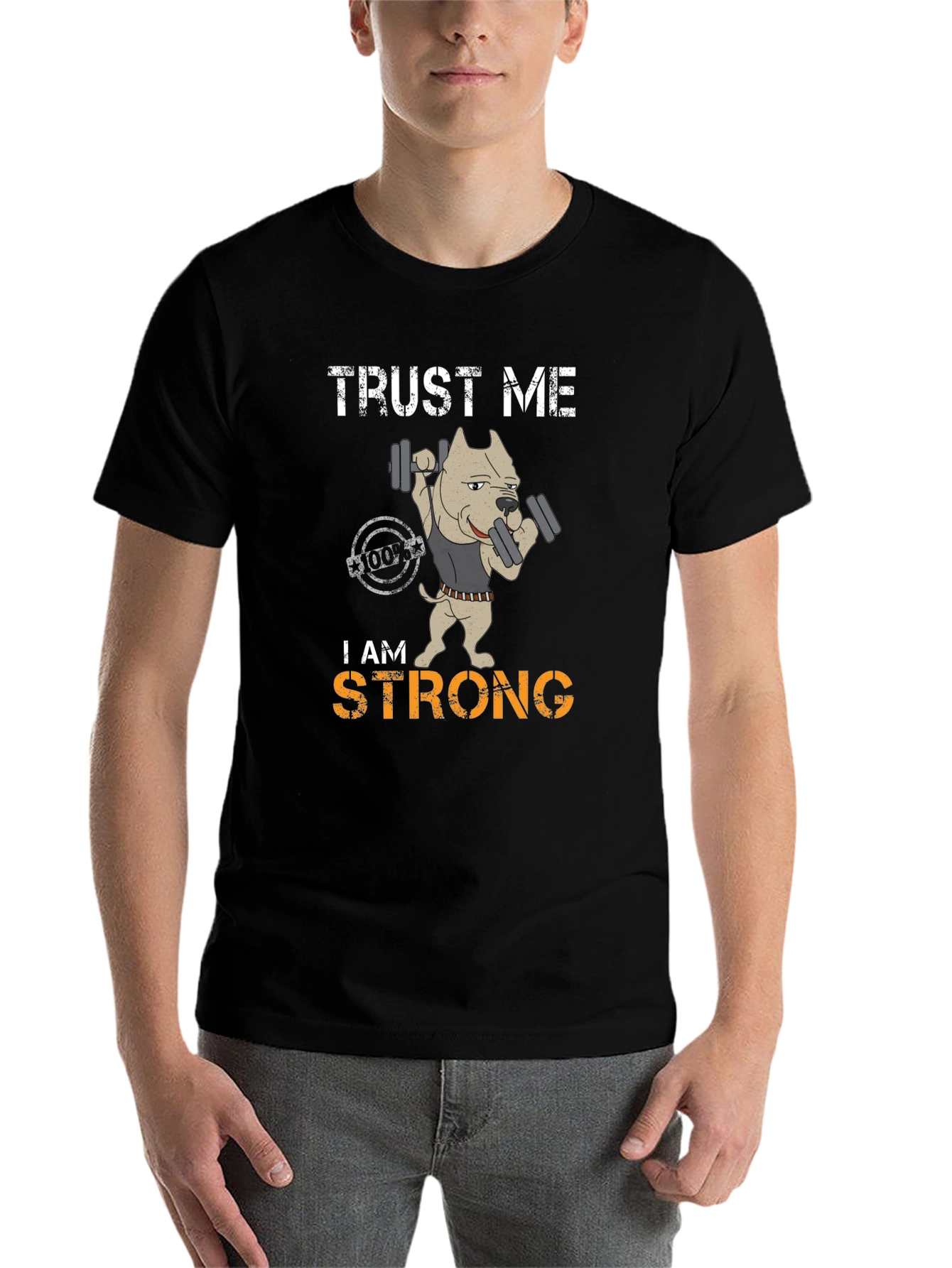 Black Trust Me I am Strong Graphic T-Shirt view 7