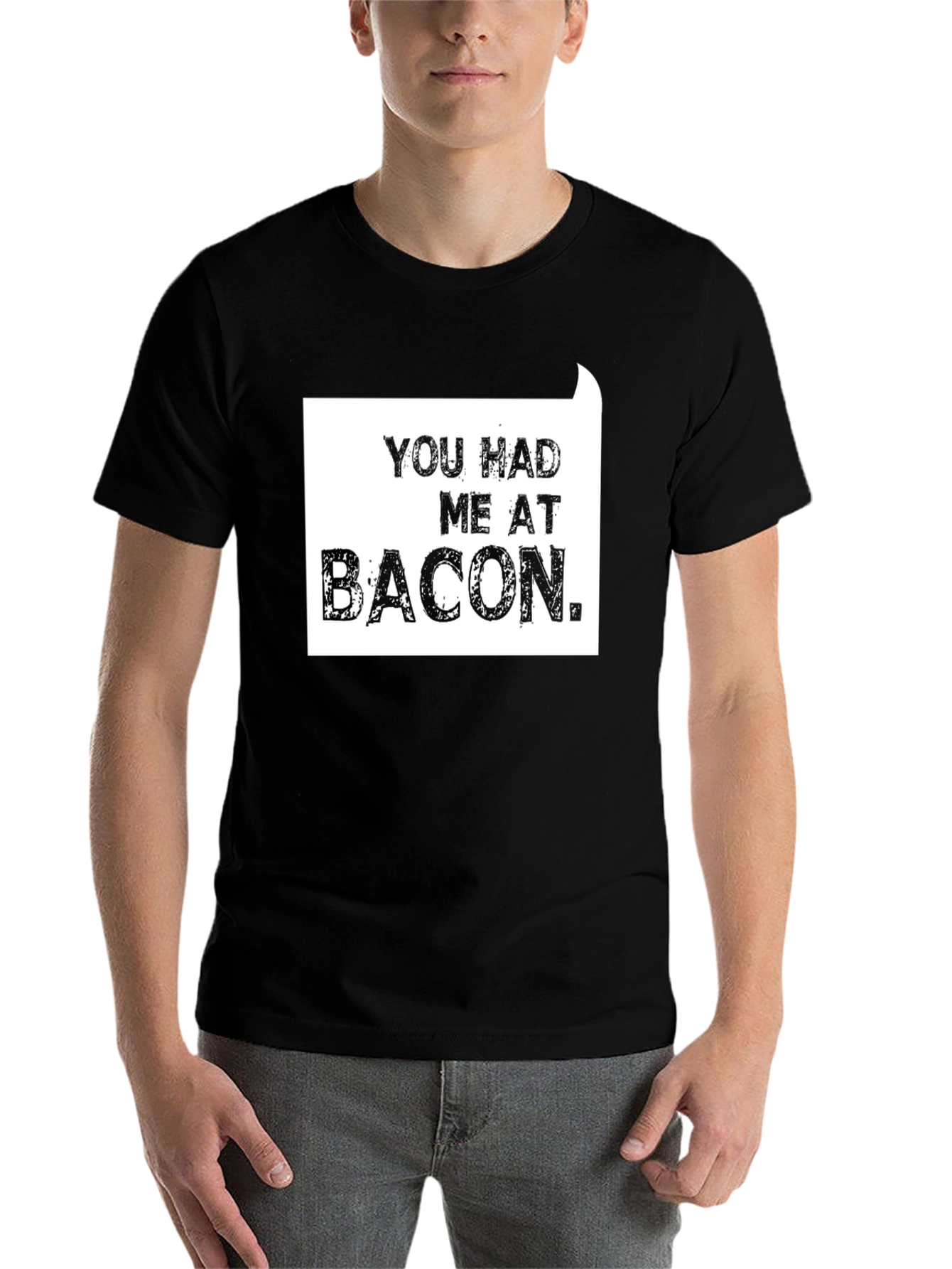 Black You Had Me At Bacon T-Shirt - Funny Foodie Tee view 7