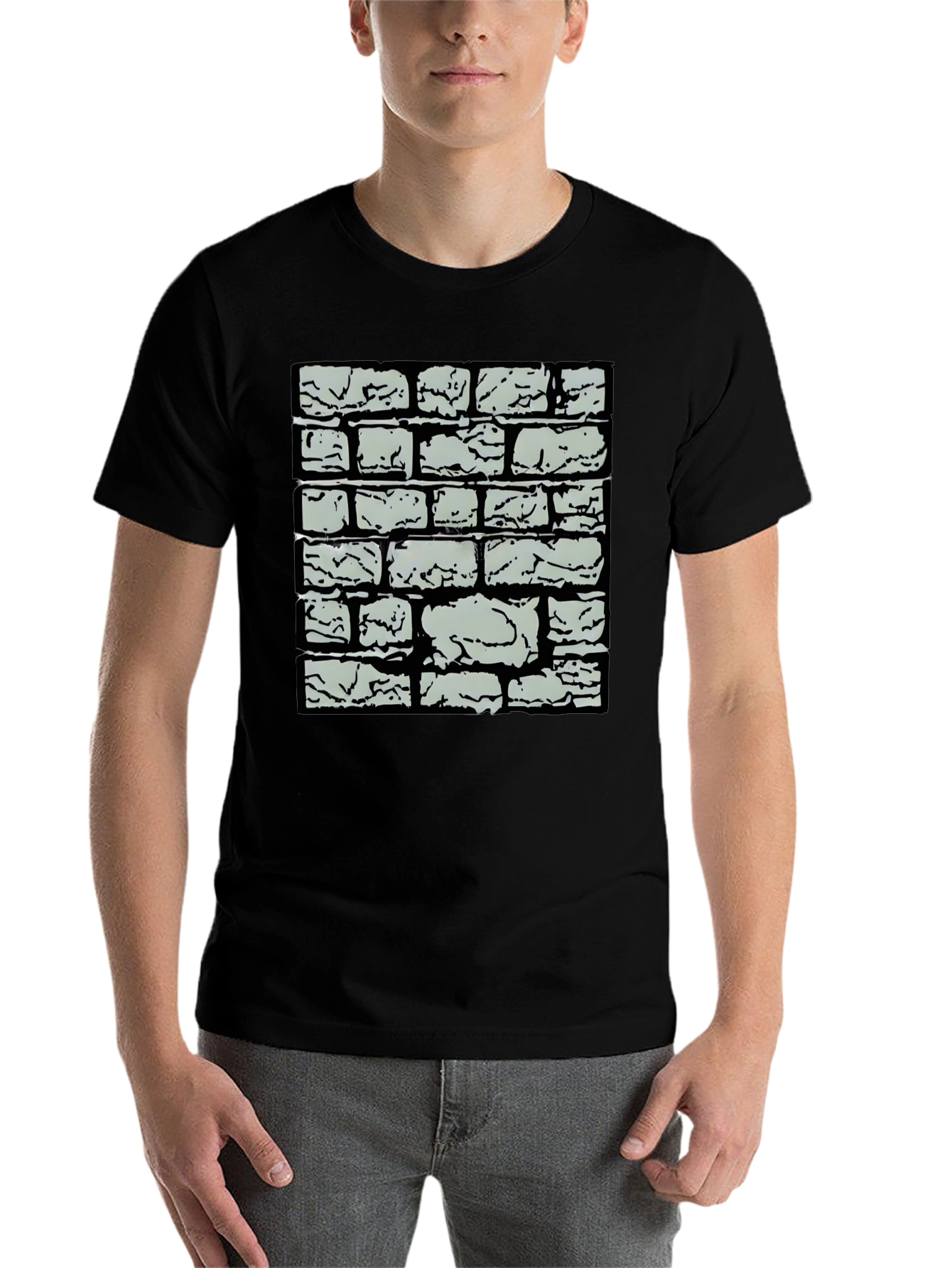 Black Brick Wall Graphic Tee - Cool Casual Style view 7