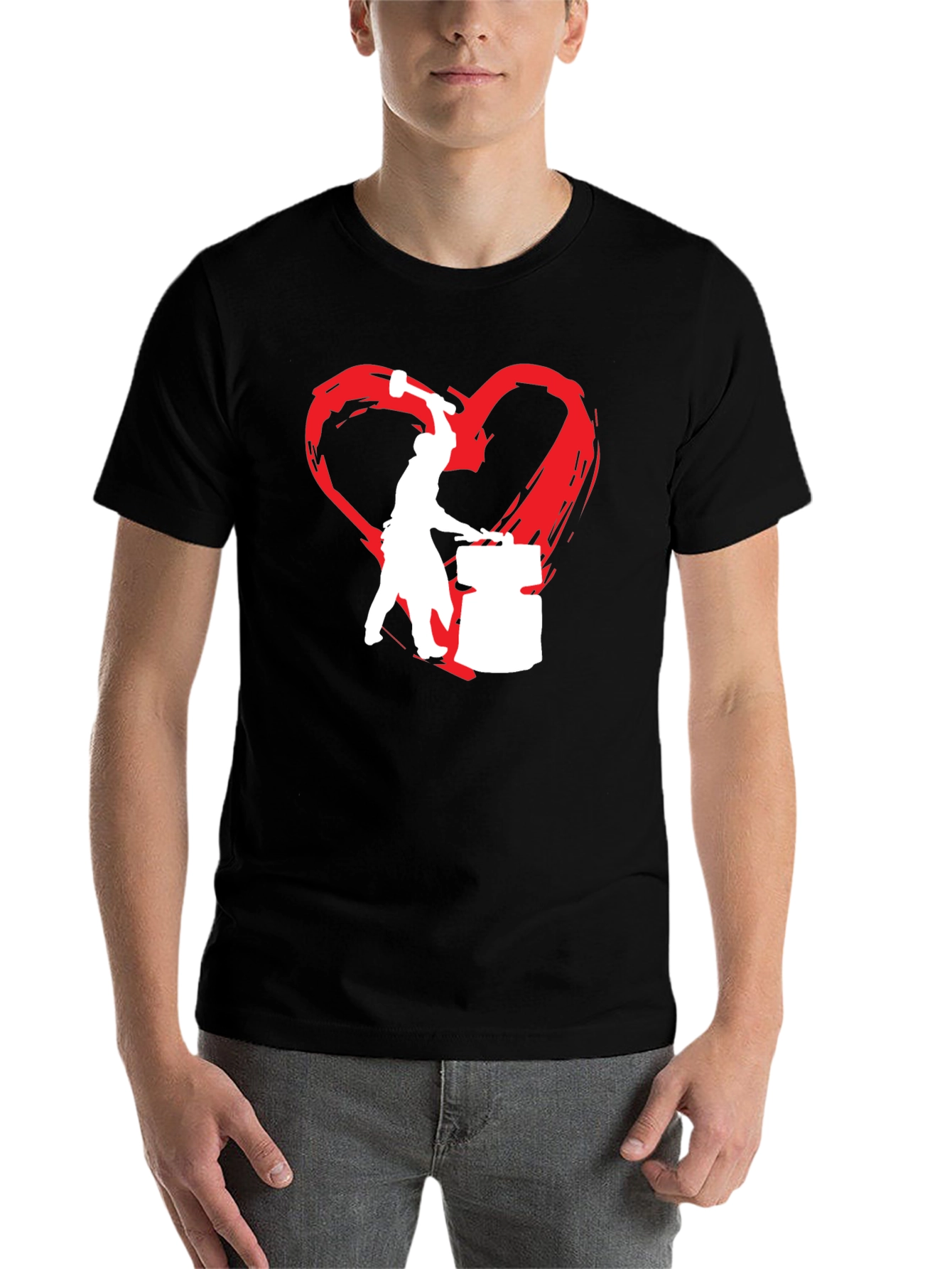 Black Blacksmith Love T-Shirt - Forging Hearts view 7