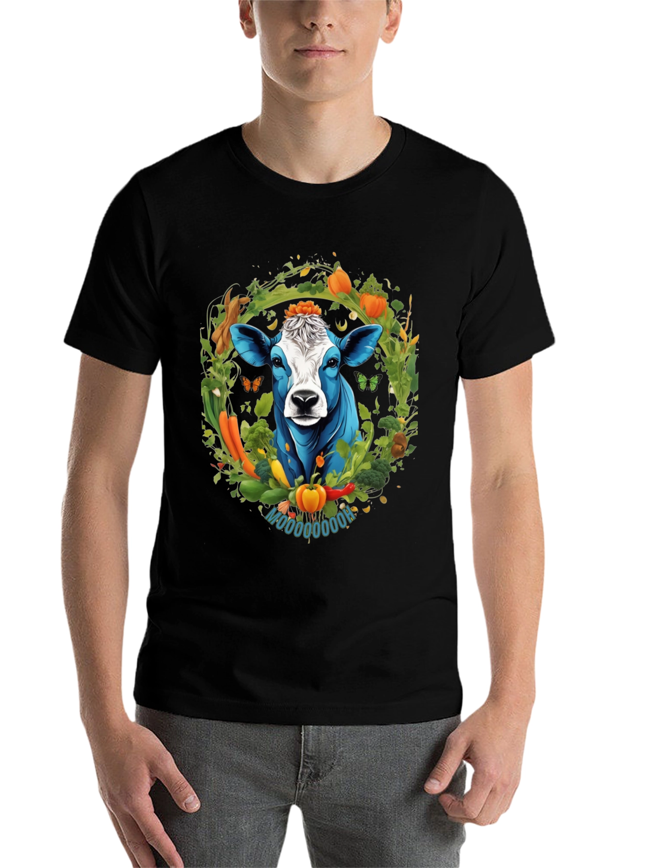 Black Vegan Cow Graphic Tee - Farm Fresh Style view 7