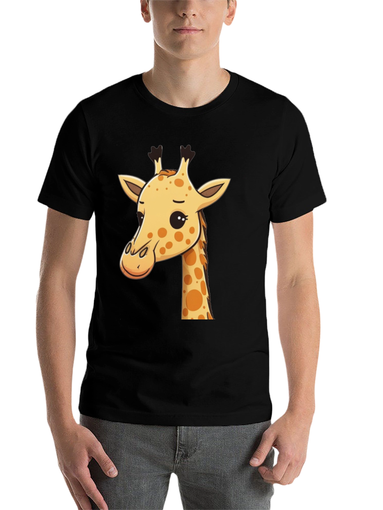 Black Giraffe Graphic Tee - Men's Black Crew Neck view 7