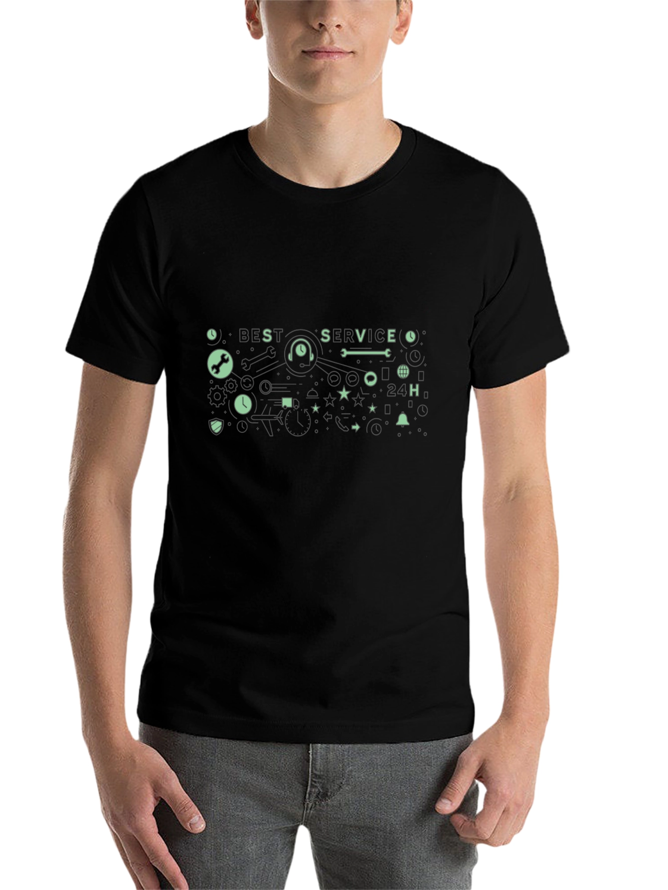 Black Abstract Graphic Print Black T-Shirt view 7
