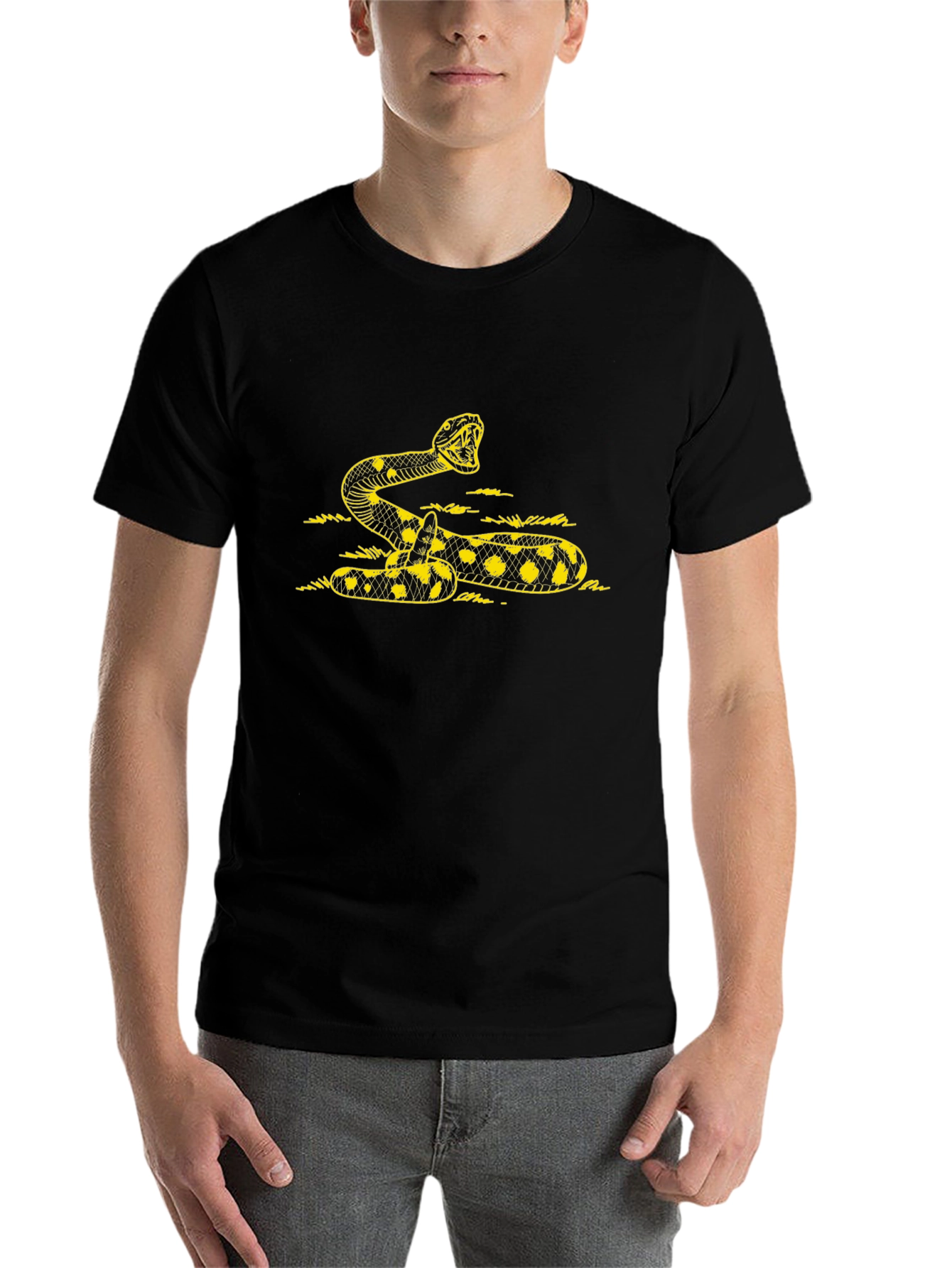 Black Black T-Shirt with Yellow Rattlesnake Design view 7