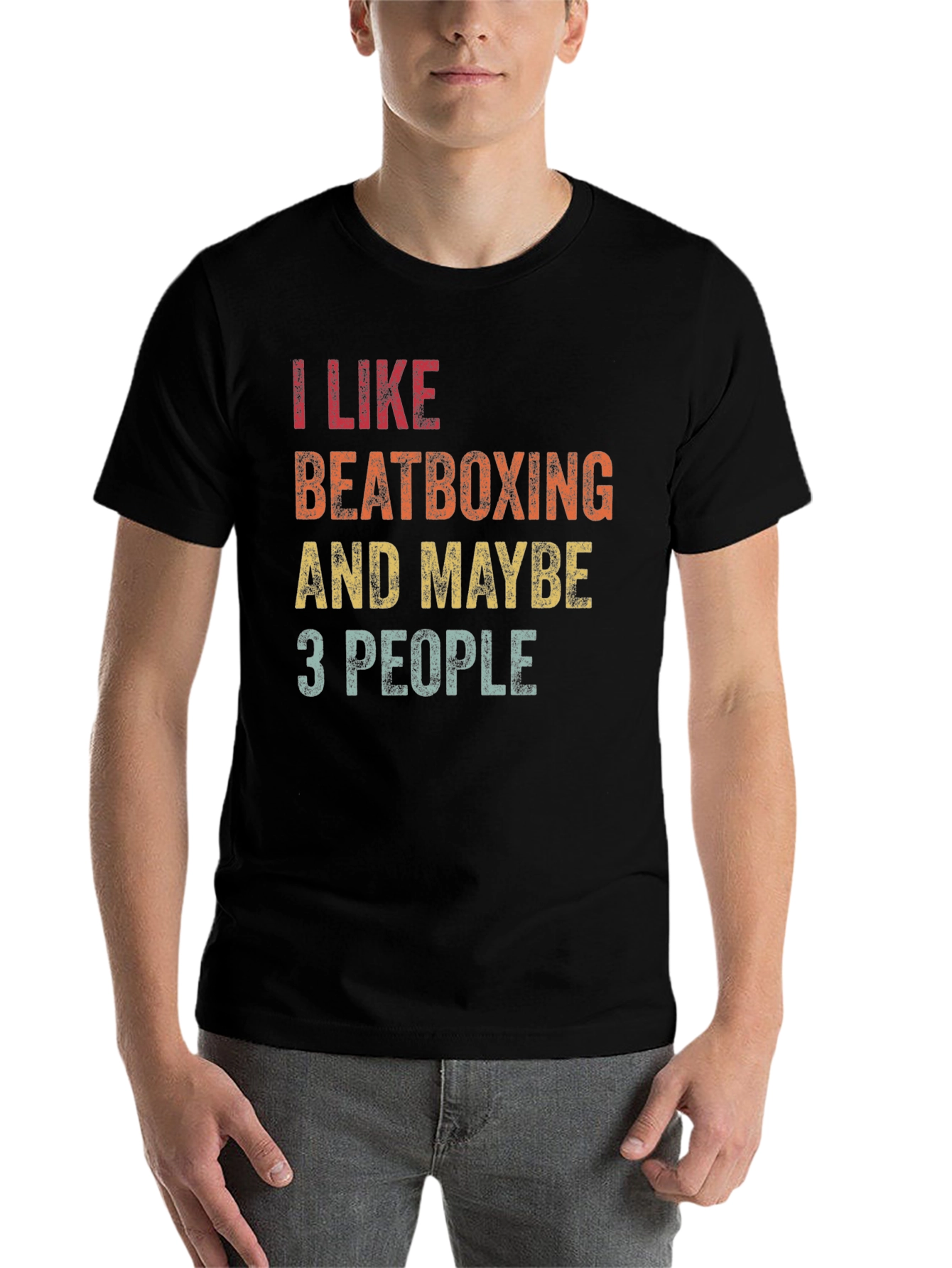 Black I Like Beatboxing Funny Graphic T-Shirt view 7