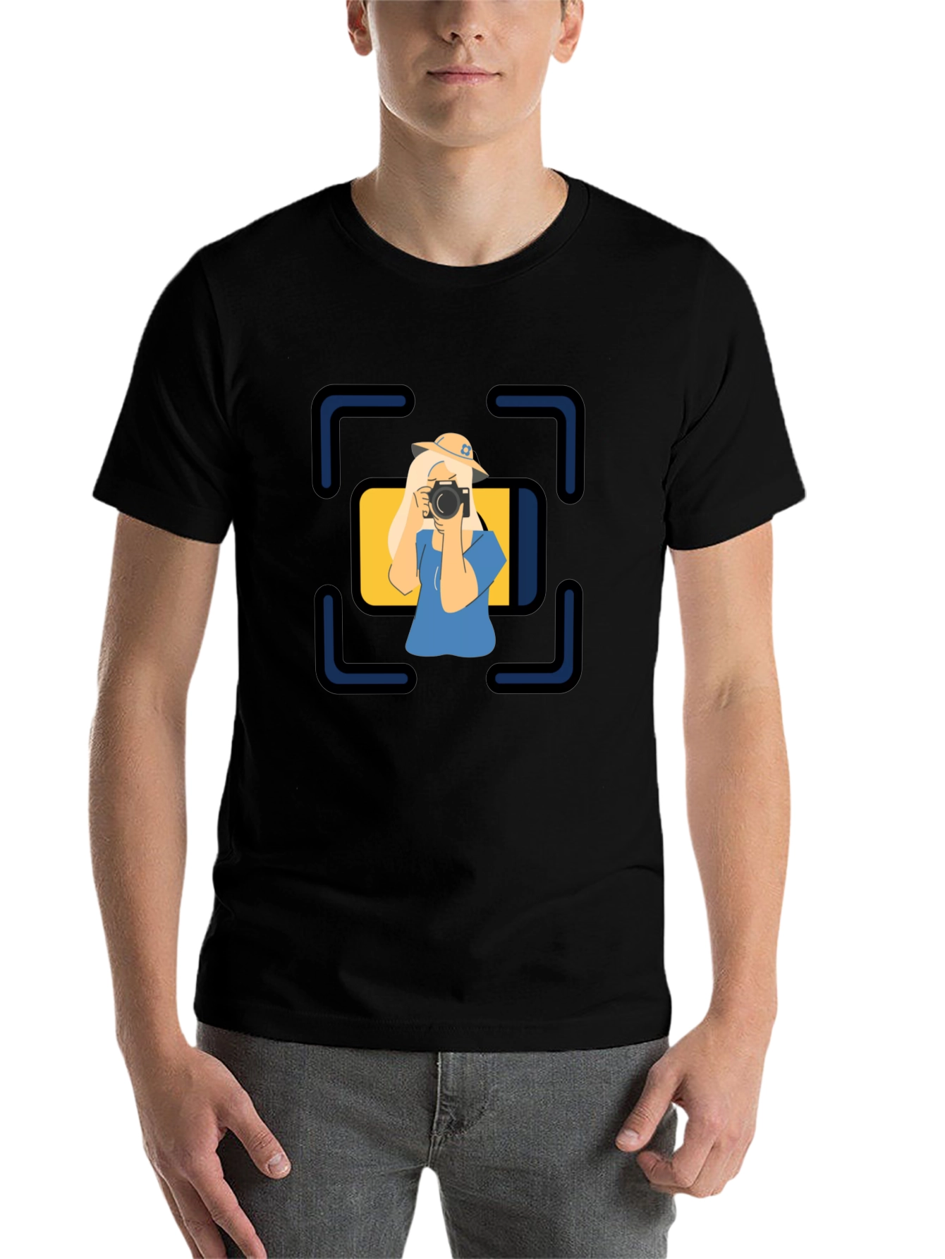 Black Photographer Graphic Tee - Unisex Black T-Shirt view 7