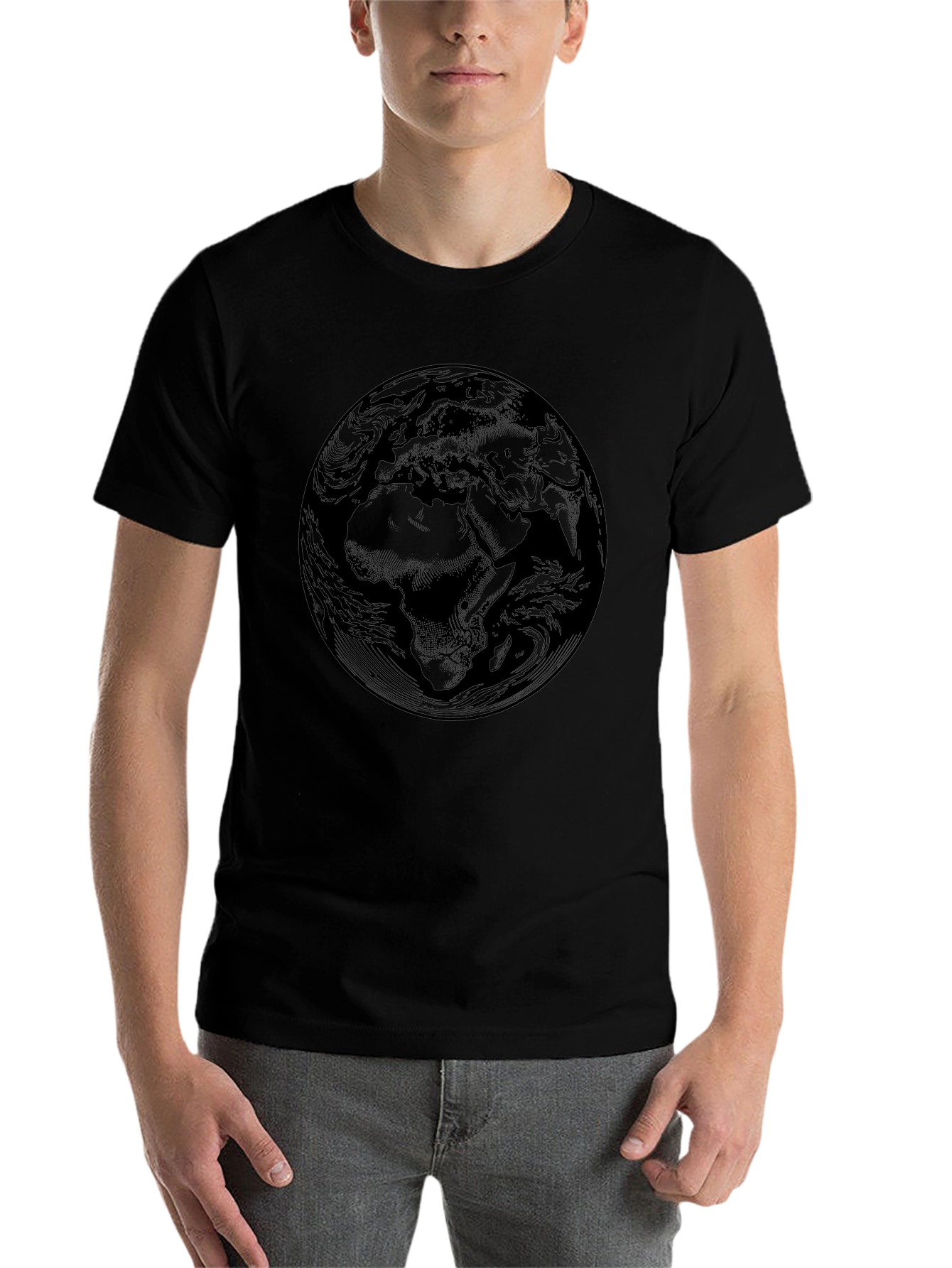 Earth Graphic Print Black T-Shirt - 7