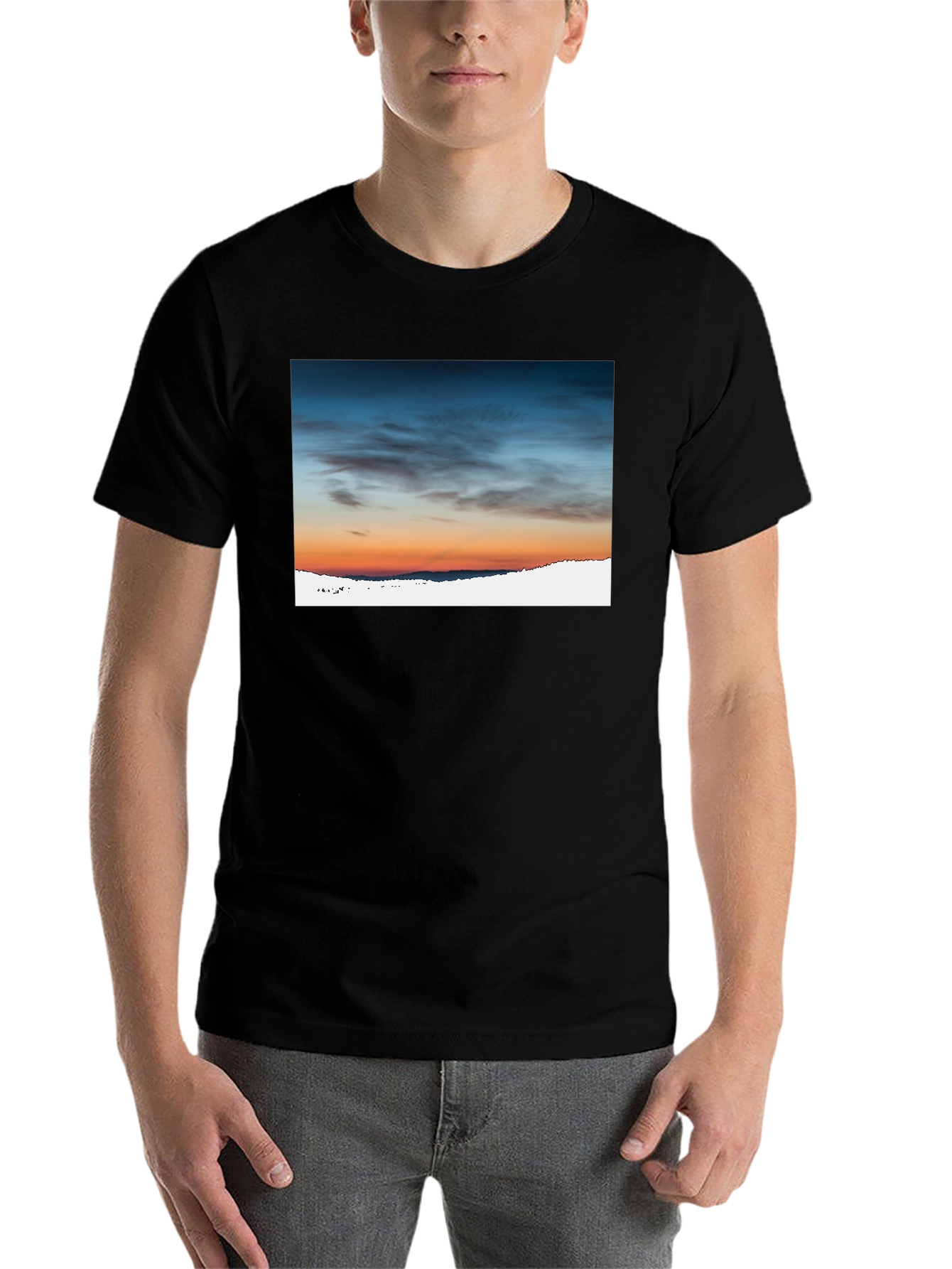 Black Sunset Sky Graphic Tee - Premium Cotton Blend view 7