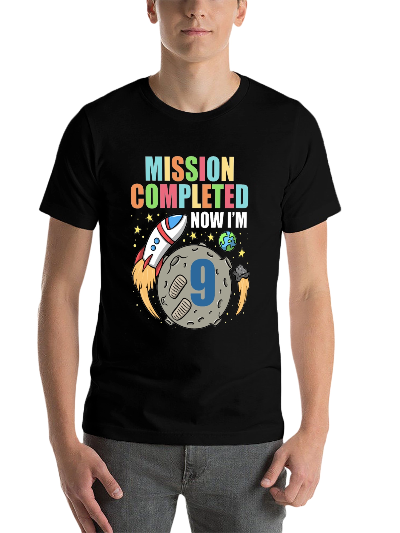 Black Mission Completed Birthday Boy T-shirt view 7