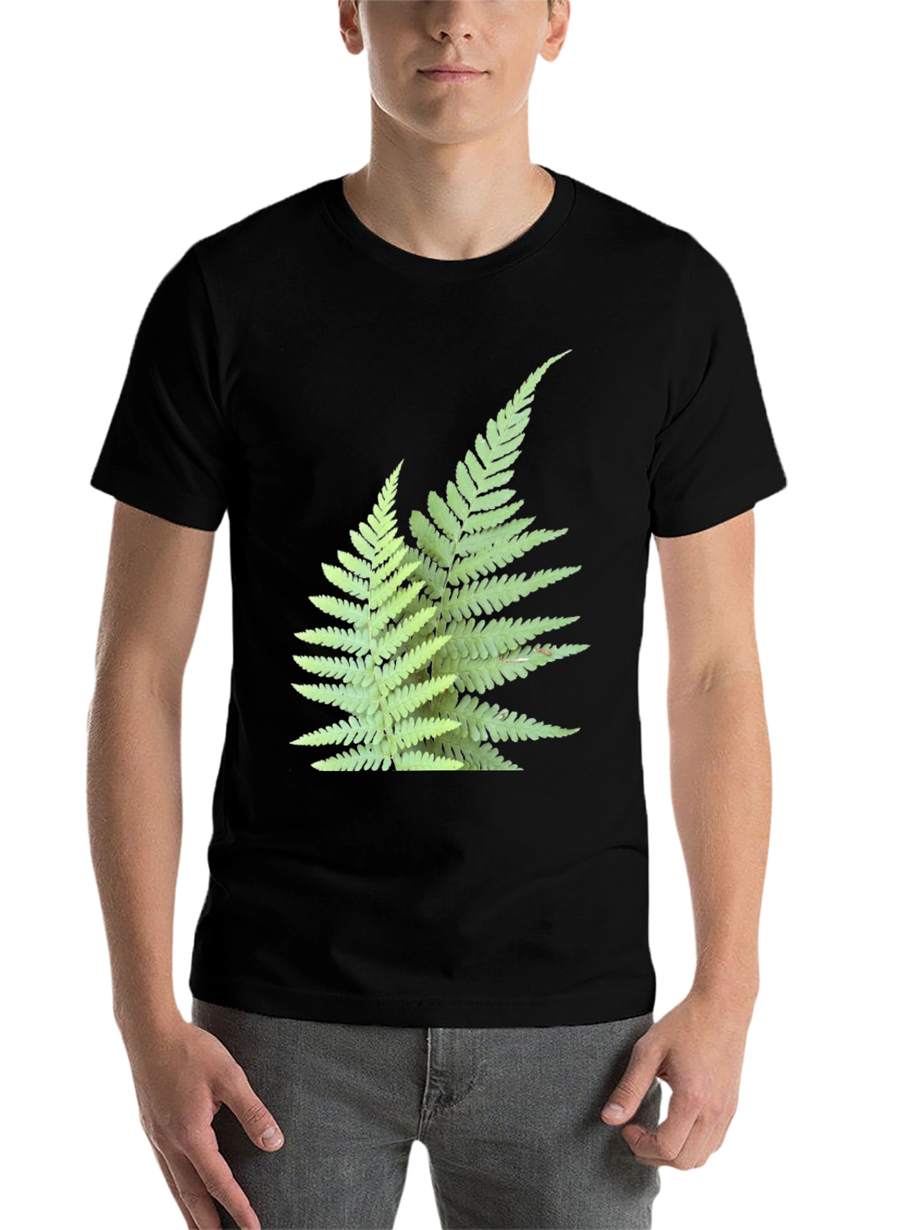Black Fern Print Black T-Shirt view 7