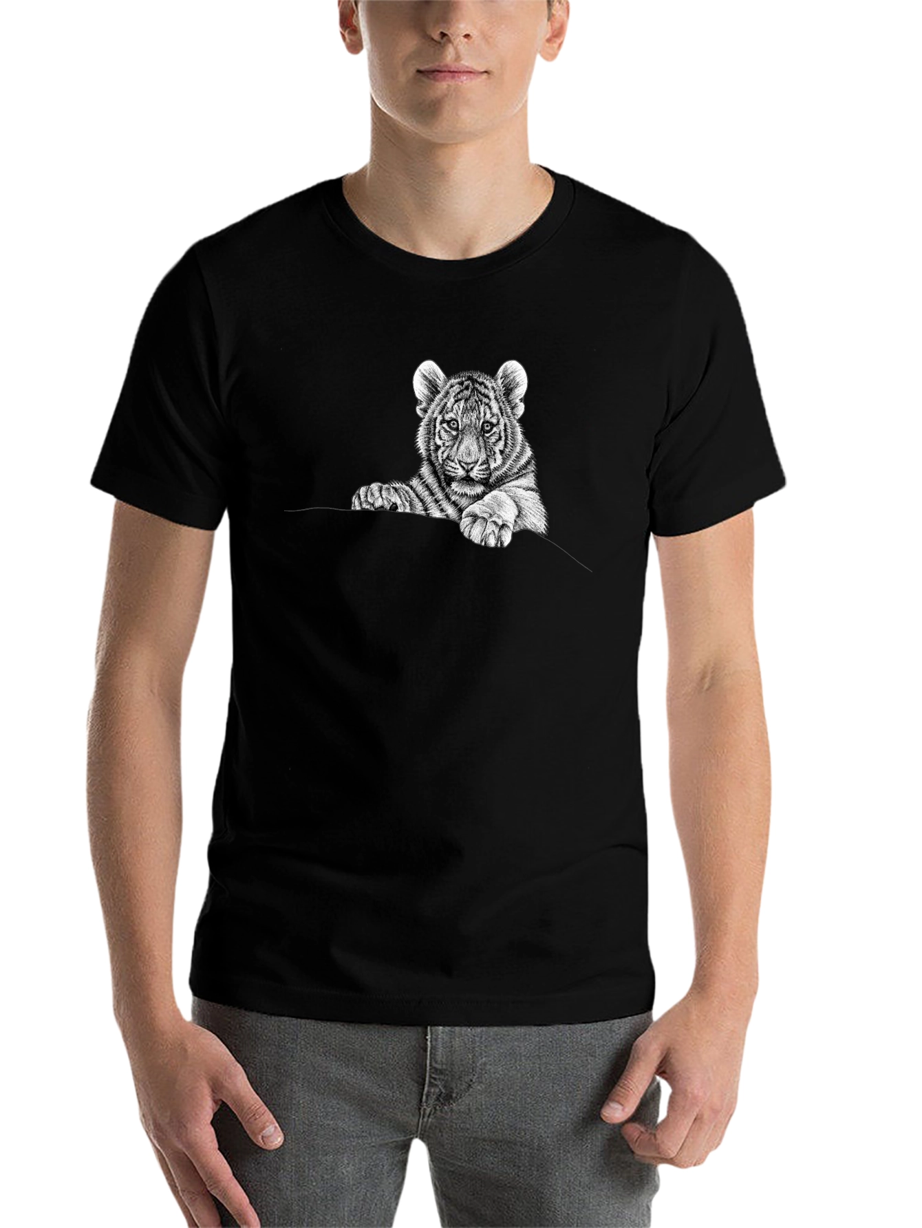Black Tiger Cub Graphic Tee - Black Cotton view 7