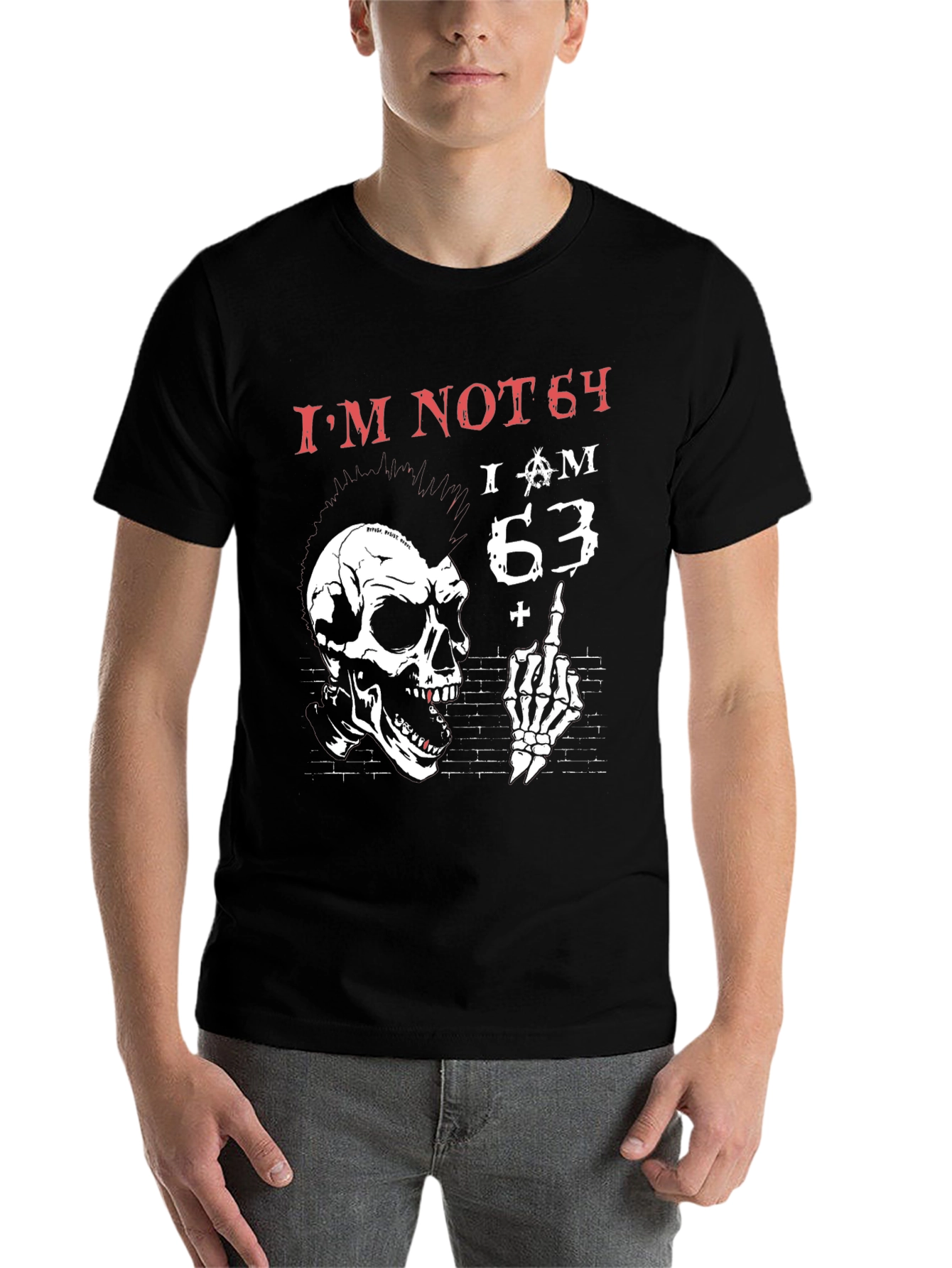 Black I'm Not 64 T-Shirt Skull Punk Rock view 7