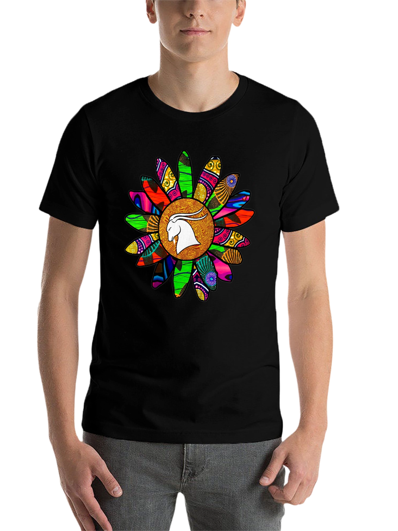 Black Capricorn Sunflower Graphic T-Shirt - Astrology Tee view 7
