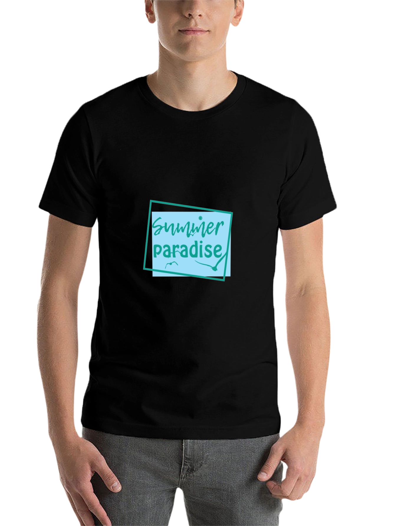 Black Summer Paradise Graphic Tee - Black view 7