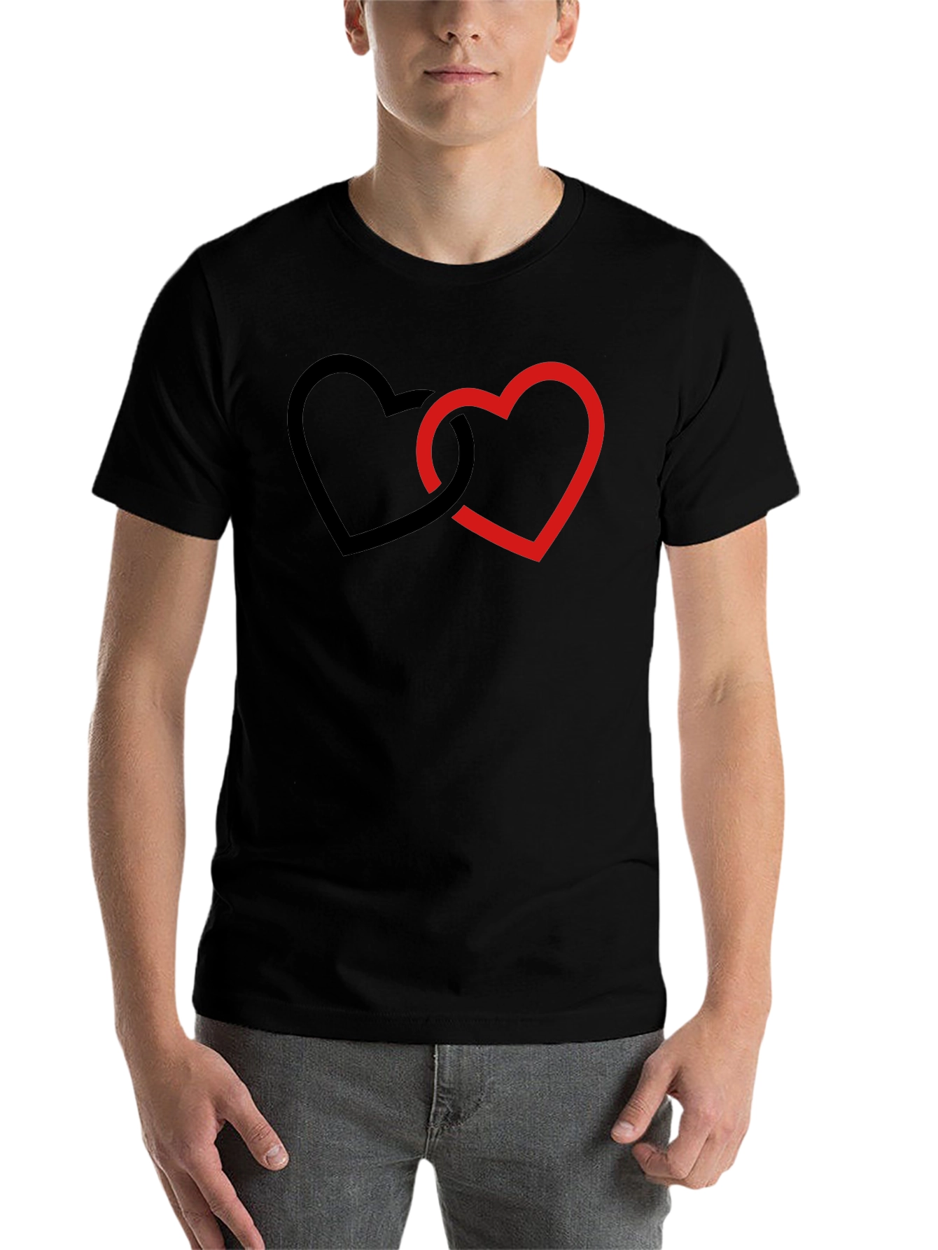Black Linked Hearts Graphic Black T-Shirt view 7