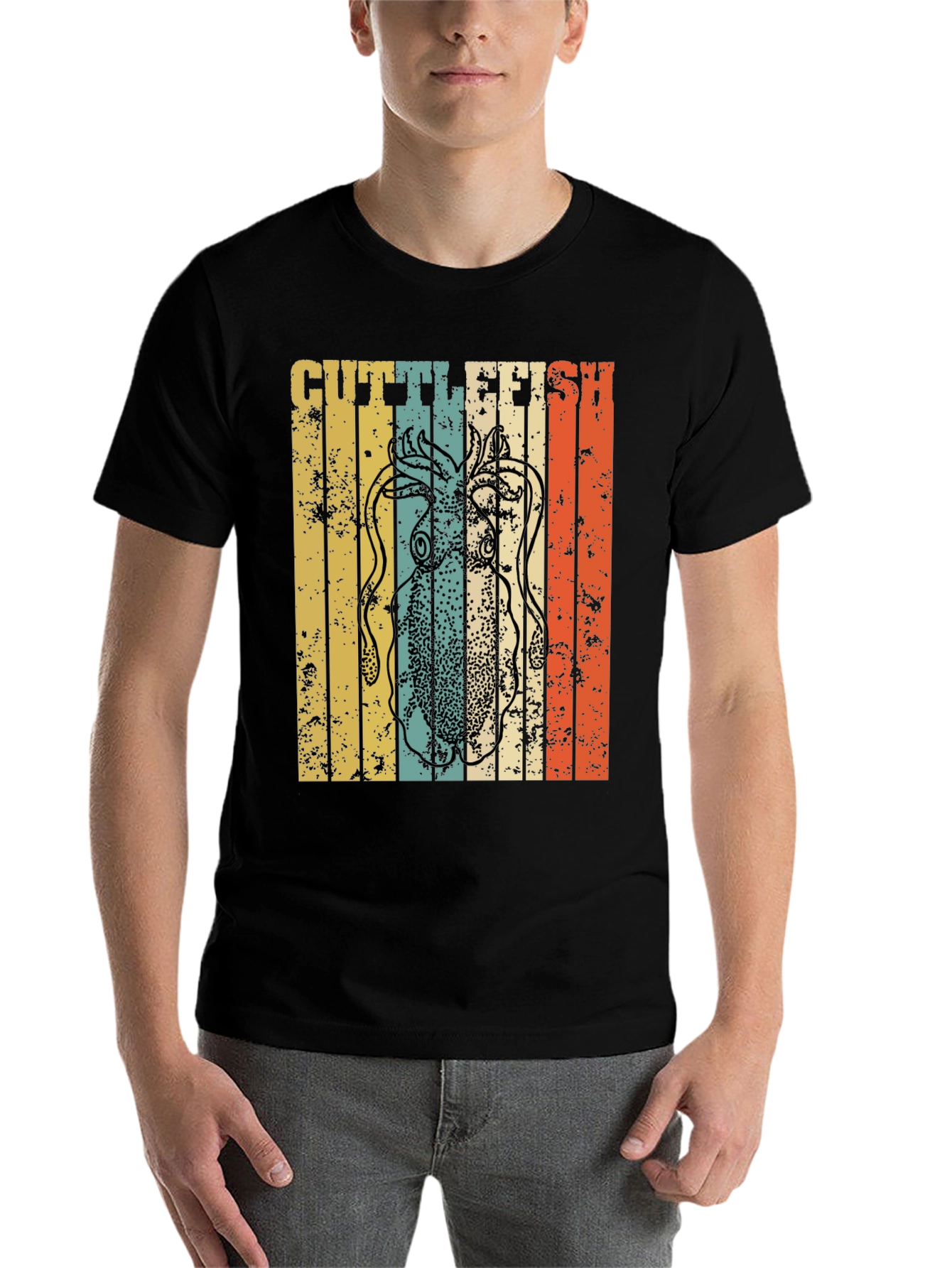 Black Retro Cuttlefish Graphic Tee view 7