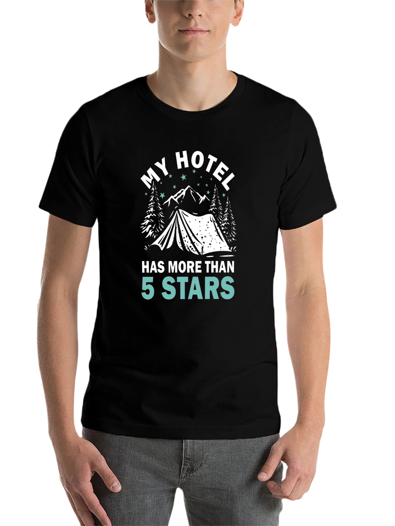 Black My Hotel Has More Than 5 Stars Camping T-Shirt view 7