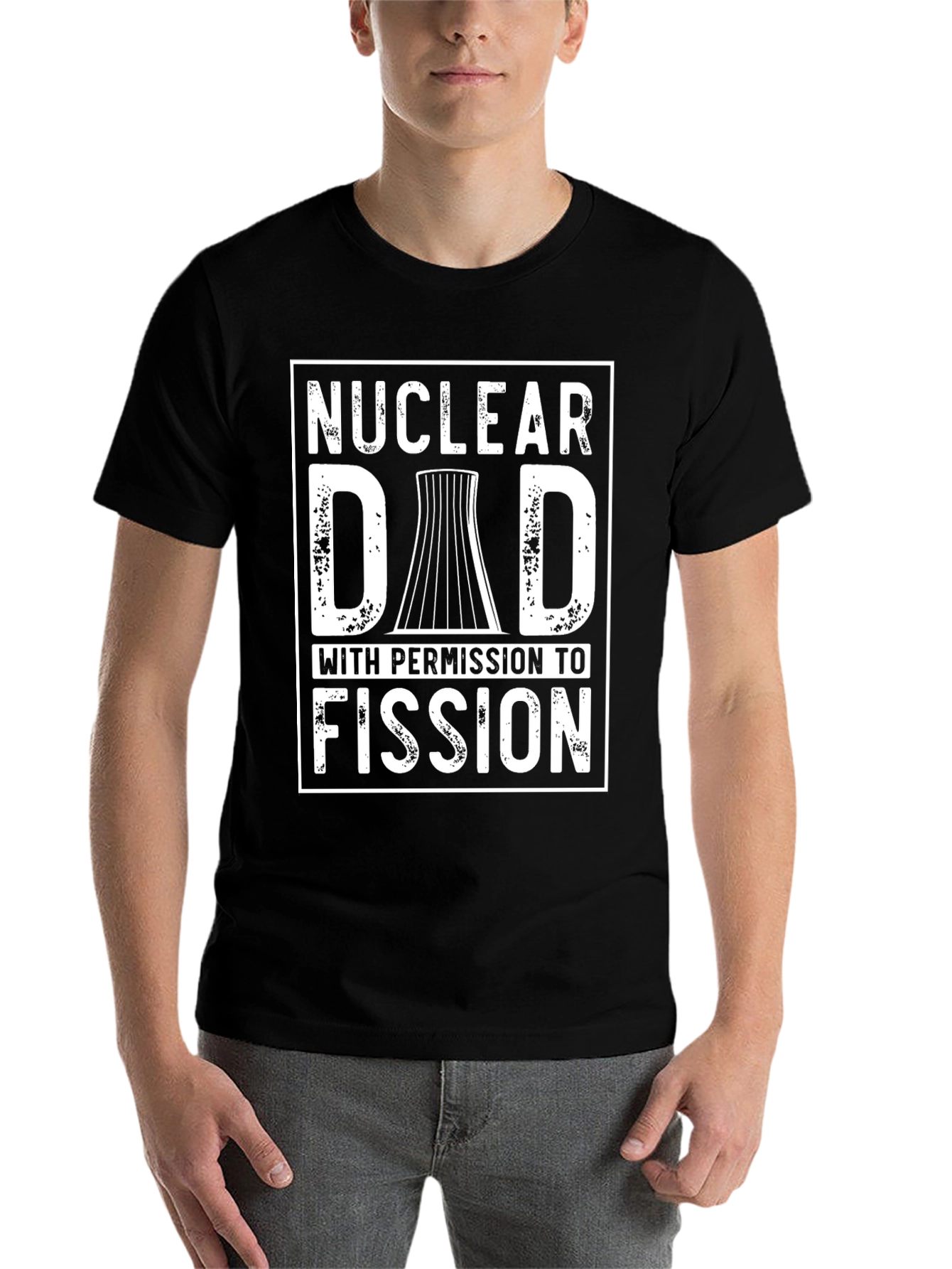 Black Nuclear Dad Fission T-Shirt - Funny Father's Day Gift view 7