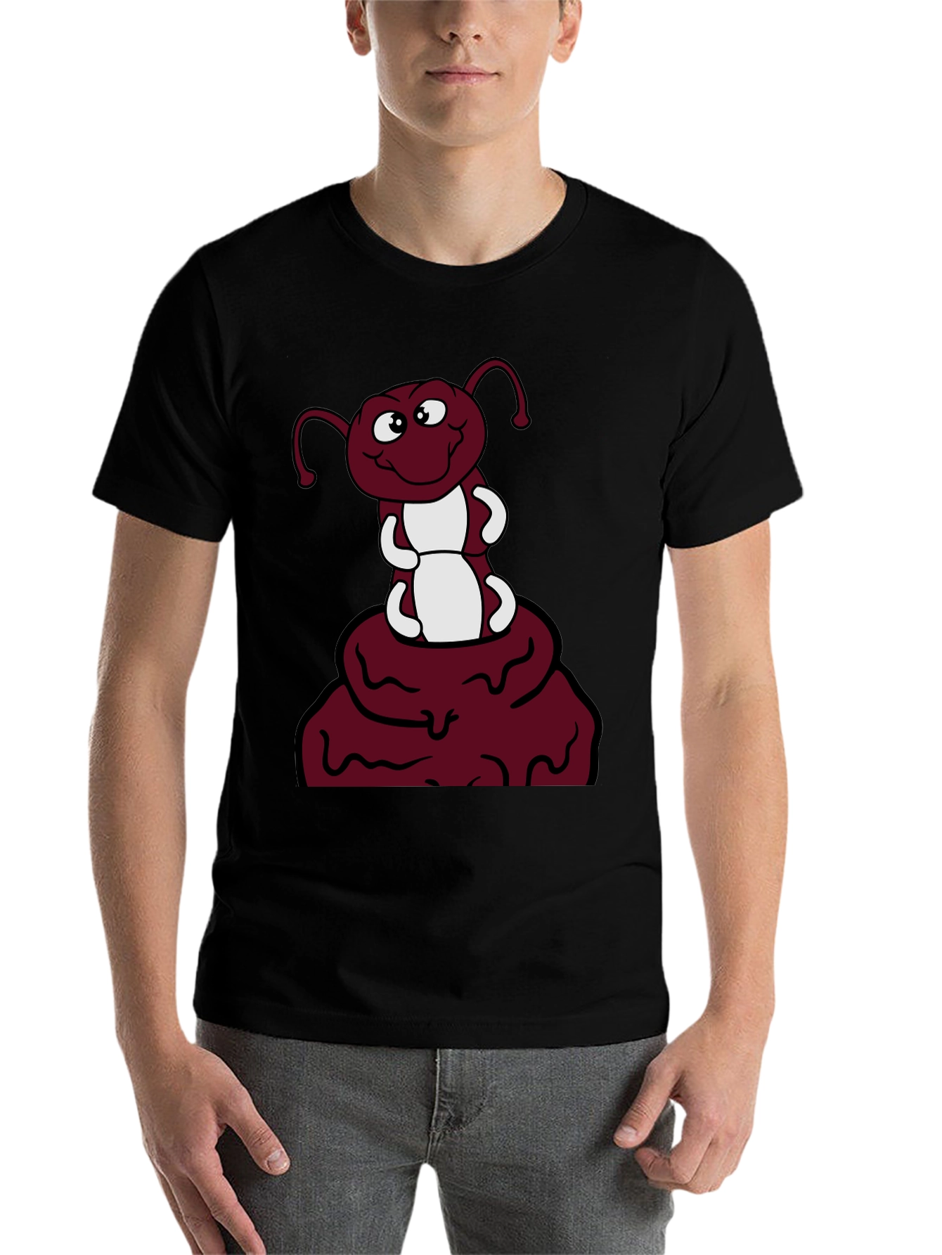Black Funny Ant Cartoon Graphic Print Tee view 7