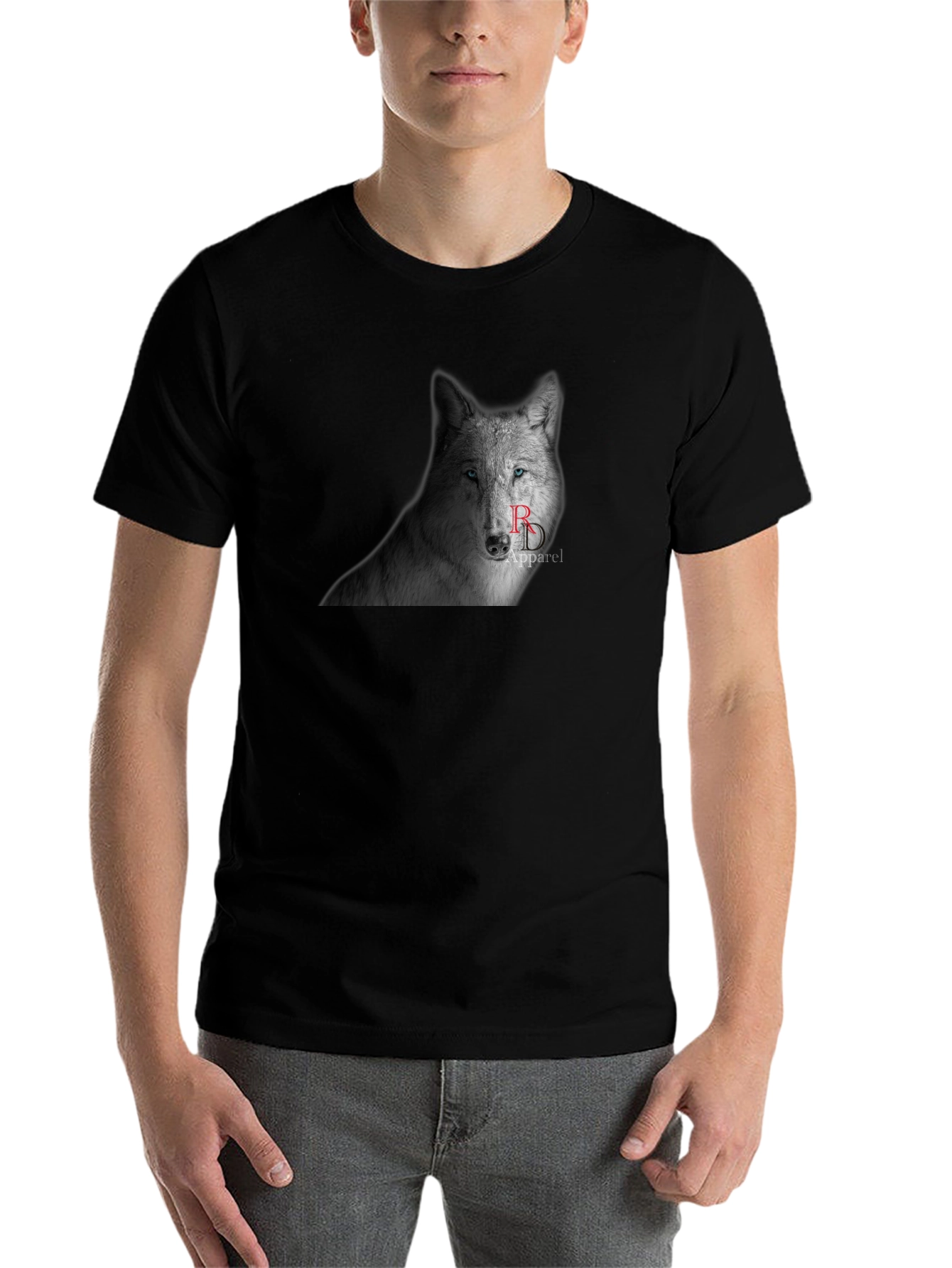 Black Wolf Graphic T-Shirt - Black Crew Neck Tee view 7